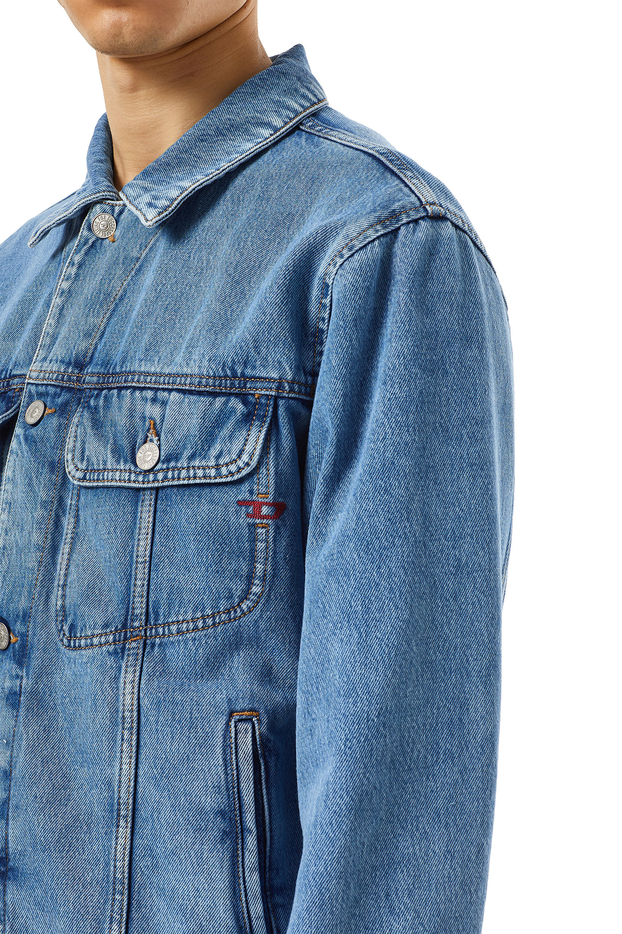 Diesel - D-BARCY TRUCKER JACKET, Male's Regular-fit trucker jacket in ミディアムブルー - 4