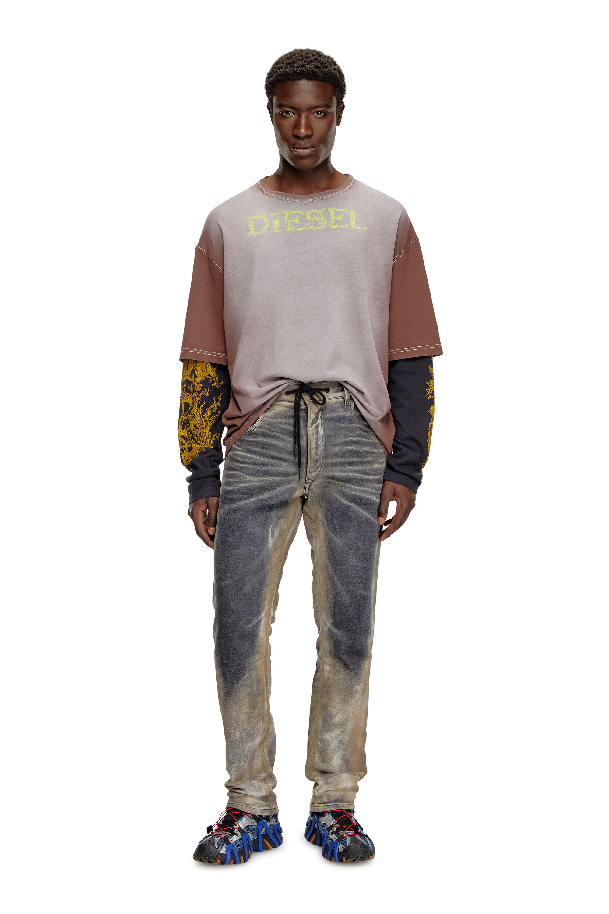 Diesel - Male's Regular 2030 D-Krooley Joggjeans® 068NP, ブラック/ダークグレー - 1