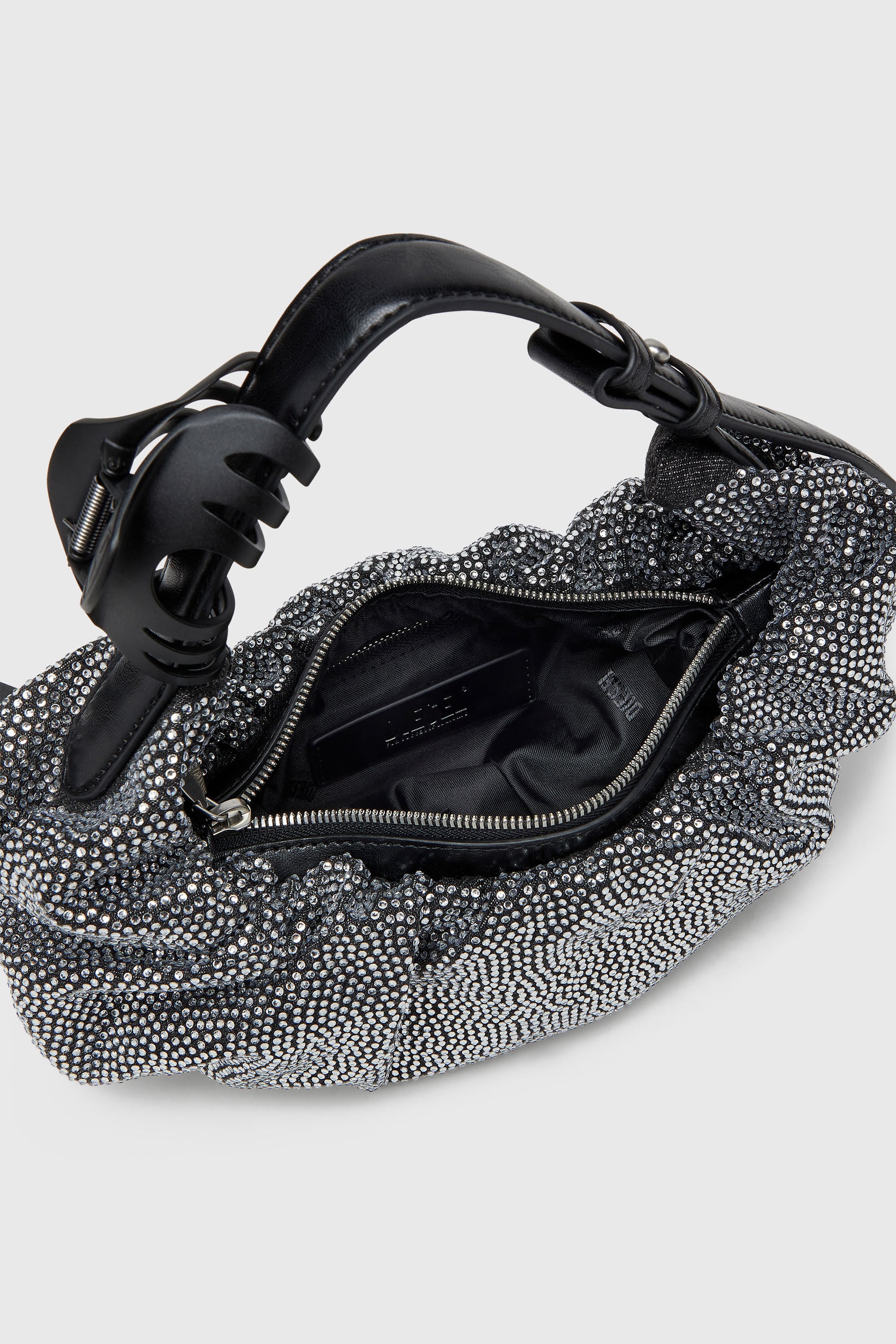 Diesel - GRAB-D HOBO S, Female's Grab-D S-Small scrunched hobo bag in crystal denim in ブラック - 5