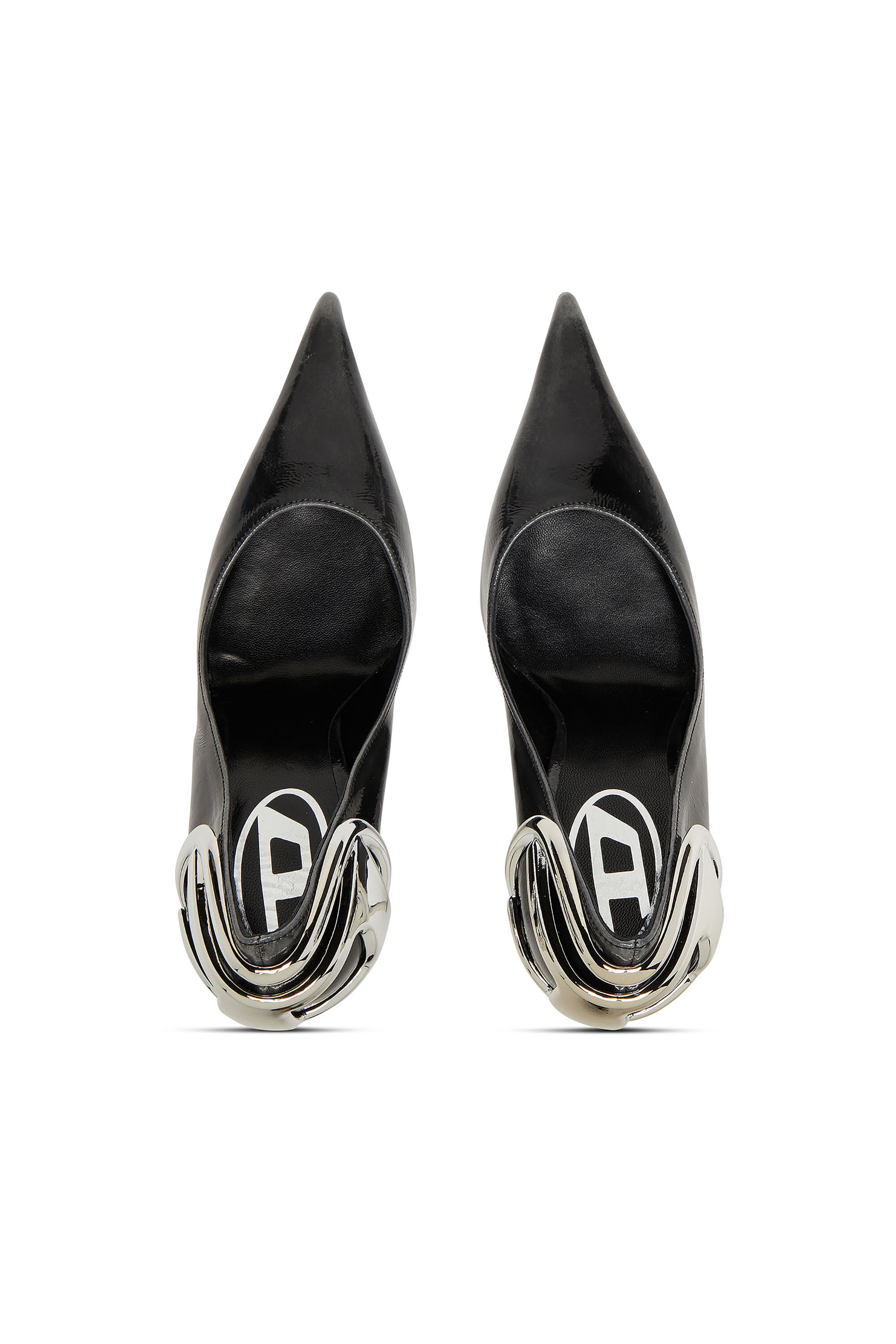 国内直営【DIESEL】D-TEN&HALF P パンプス オーバルDロゴ 送料込 D-TEN&HALF P D-Ten&Half-Pumps in patent pull-up leather