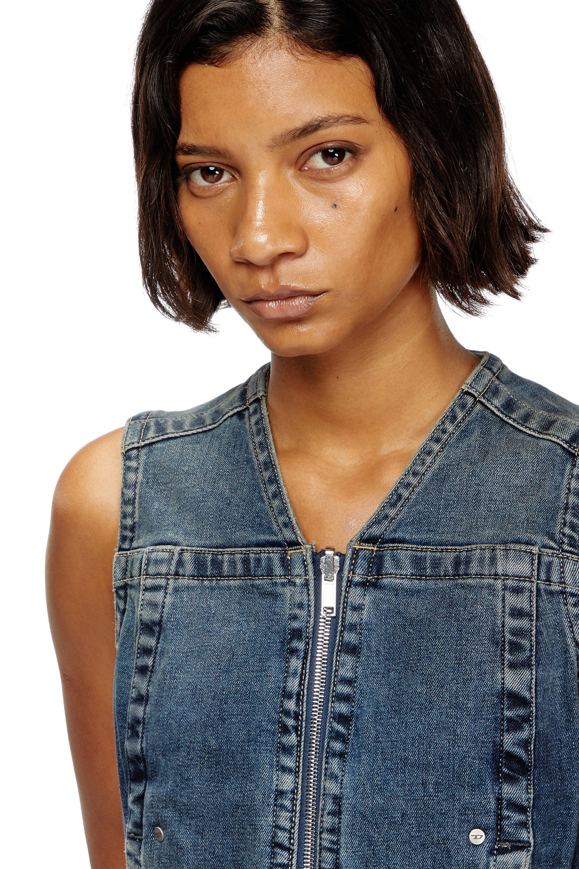 Diesel - DE-PROOF-RE, Female's Zipped top in Rehab denim in ダークブルー - 5