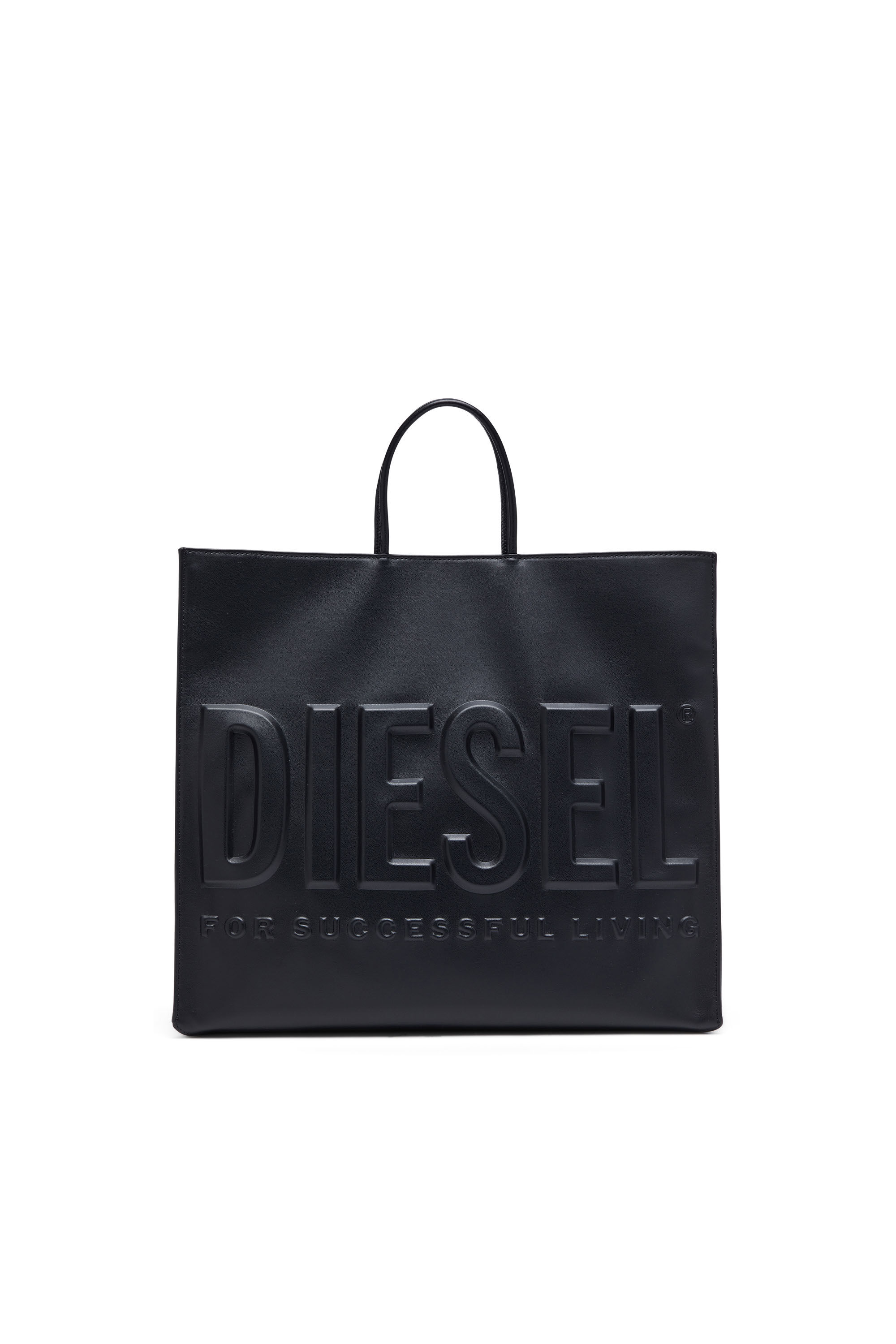 Diesel - DSL 3D TOTE EW X, Male's Dsl 3D-Recycled PU tote bag with embossed logo in ブラック - 1