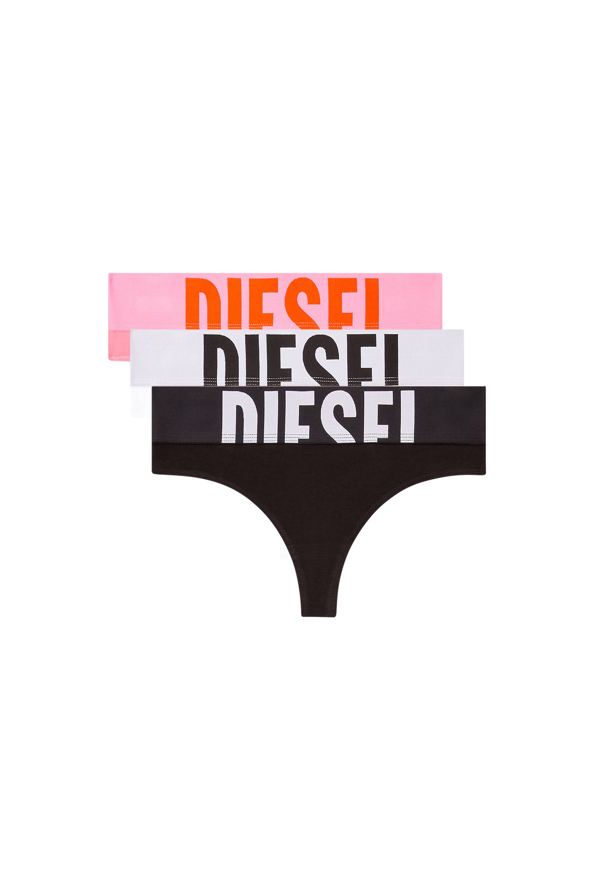 Diesel - UFST-STARS-THREEPACK, Female's Three-pack thongs with cut-off logo in ピンク/ブラック - 2
