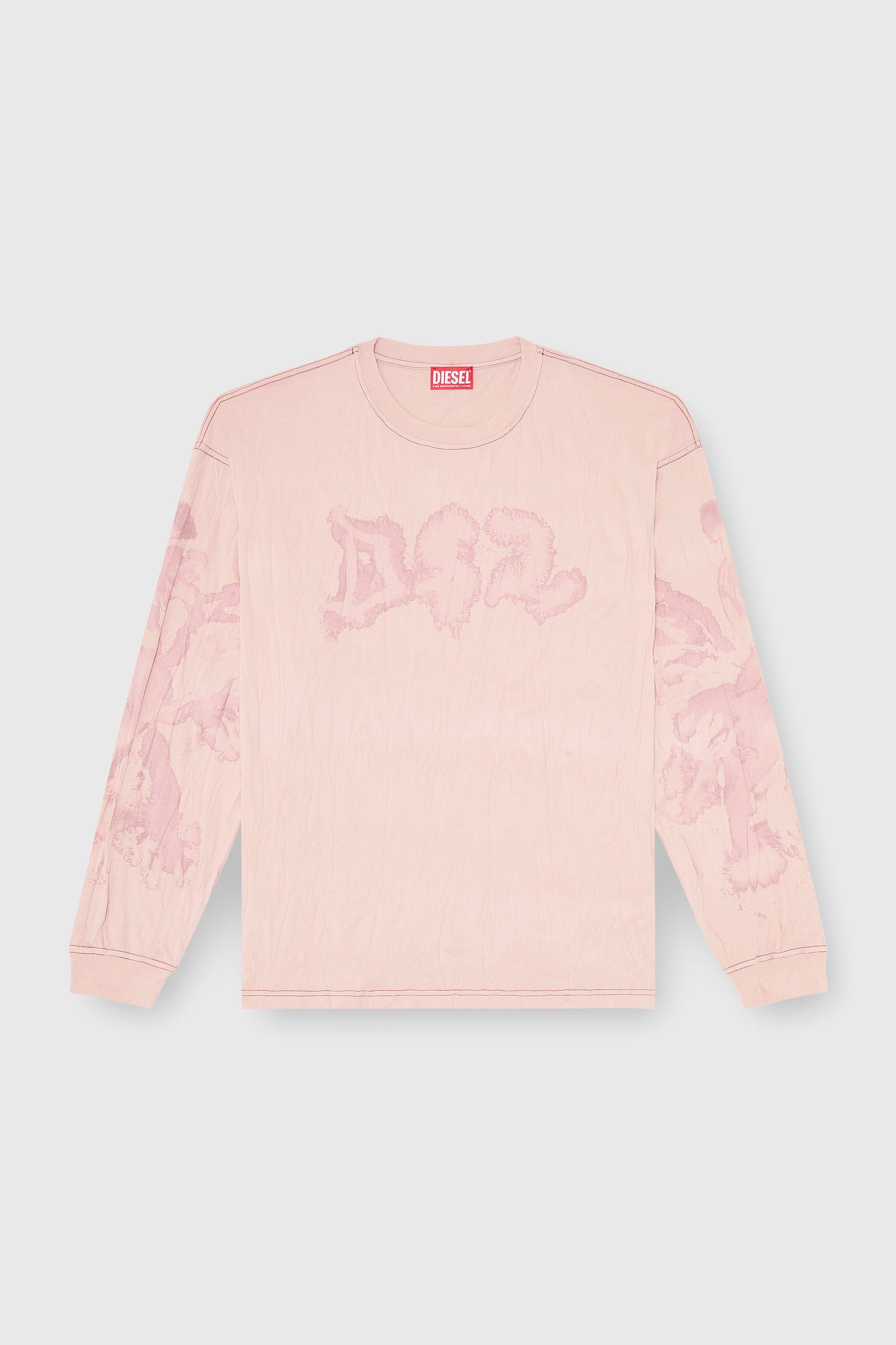 Diesel - T-BOXT-LS-AA4, Male's 長袖Tシャツ in ピンク / ホワイト - 2