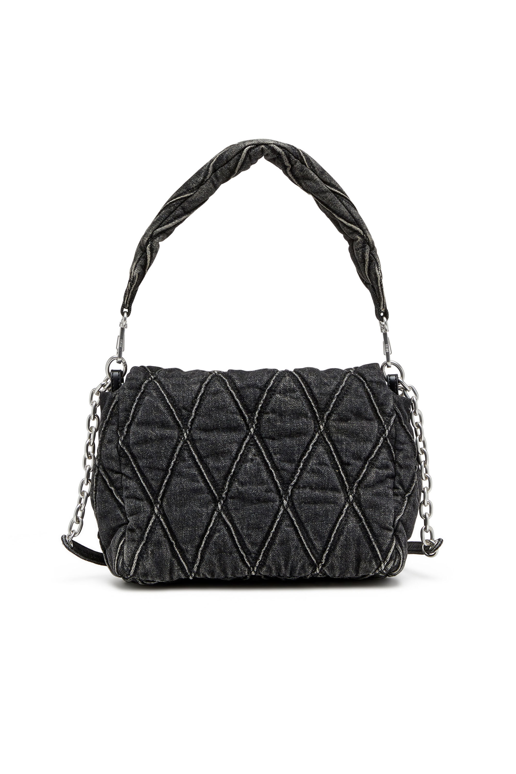 Diesel - CHARM-D SHOULDER M, Female's Charm-D M-Shoulder bag in quilted denim in ブラック - 3