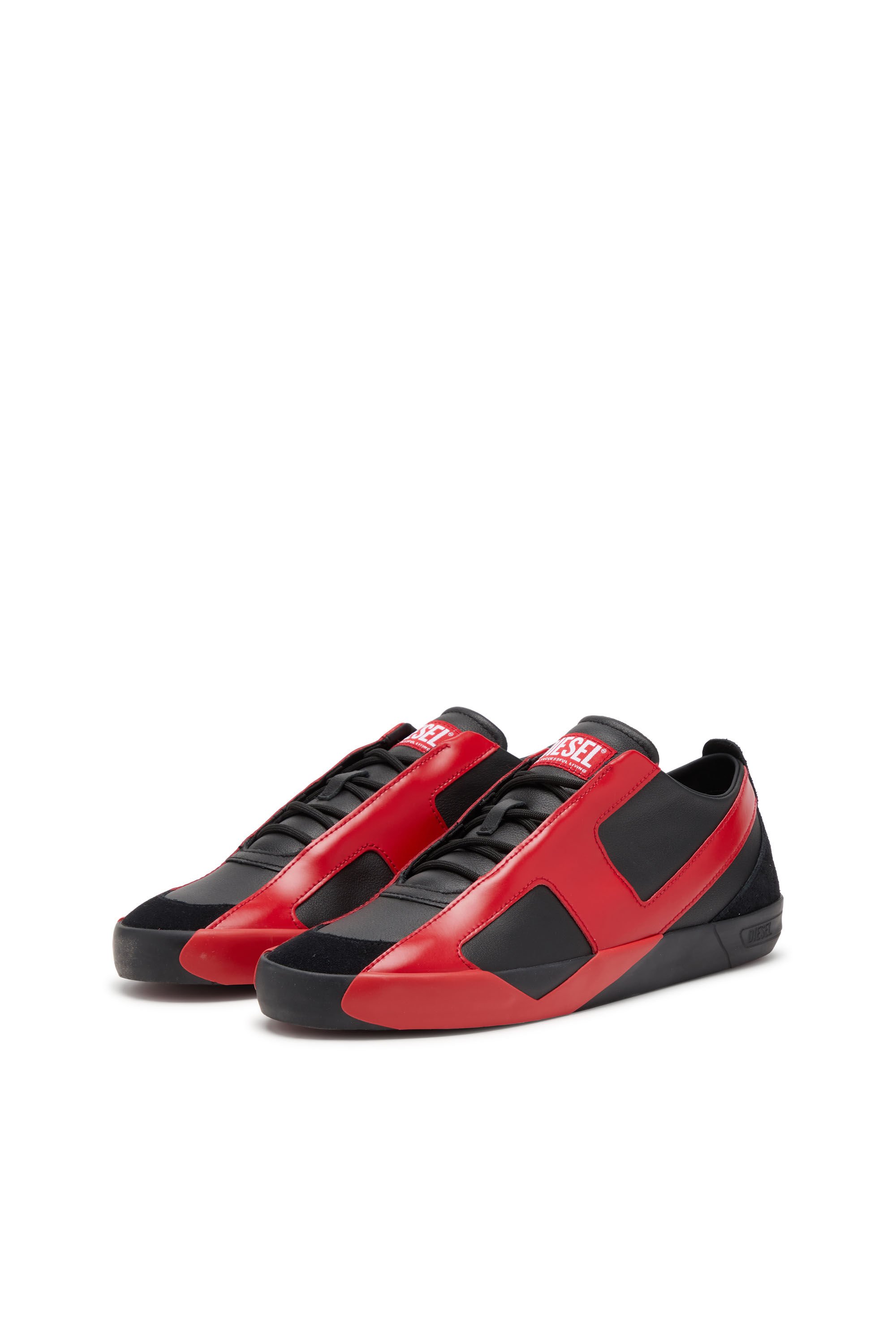Diesel - S-SLANTE-D LOW, Male's S-Slante-D-Sneakers in suede and leather with D logo in ブラック/レッド - 9