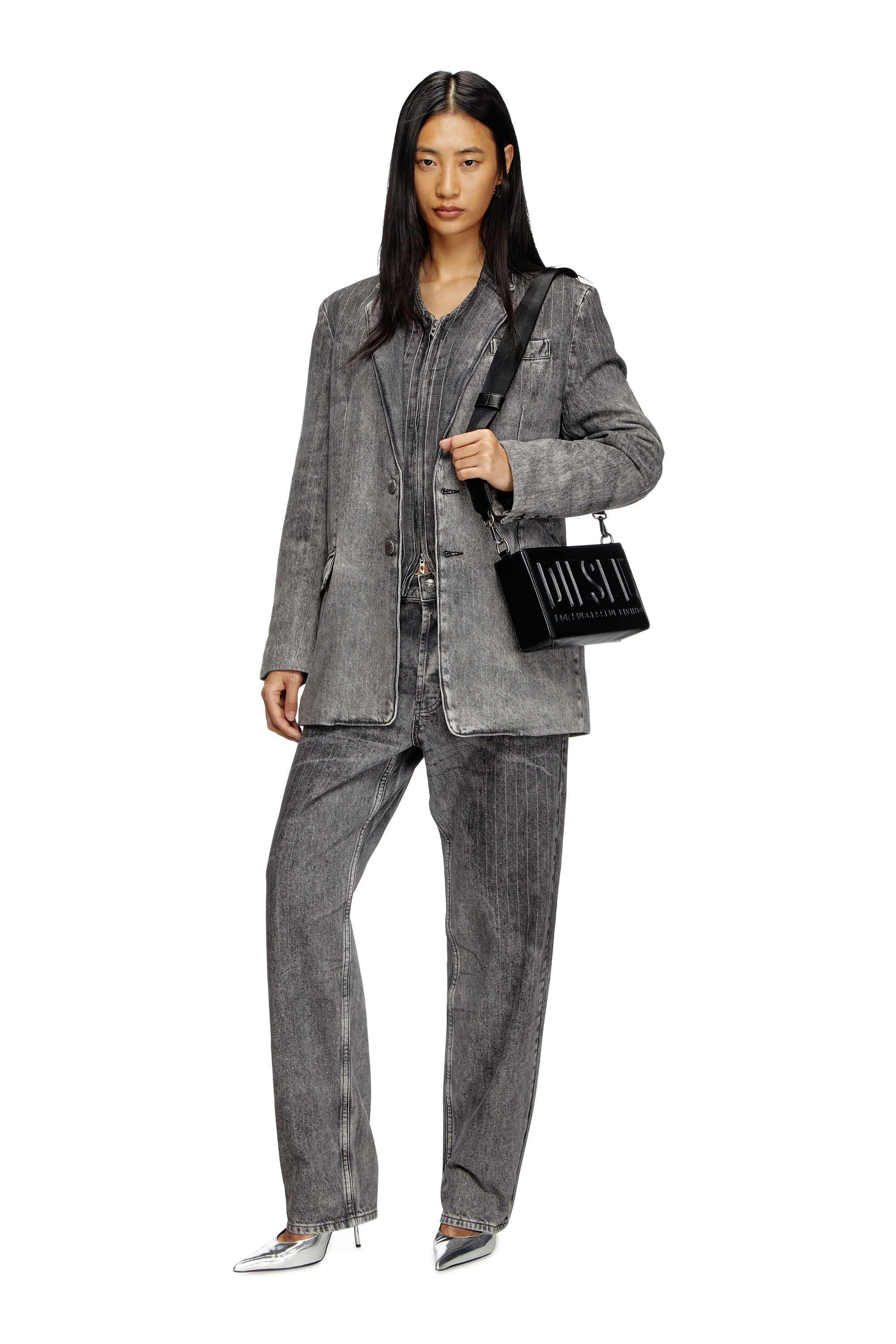 Diesel - D-REGER-S, Unisex's Blazer in tailoring pinstripe denim in ブラック - 7