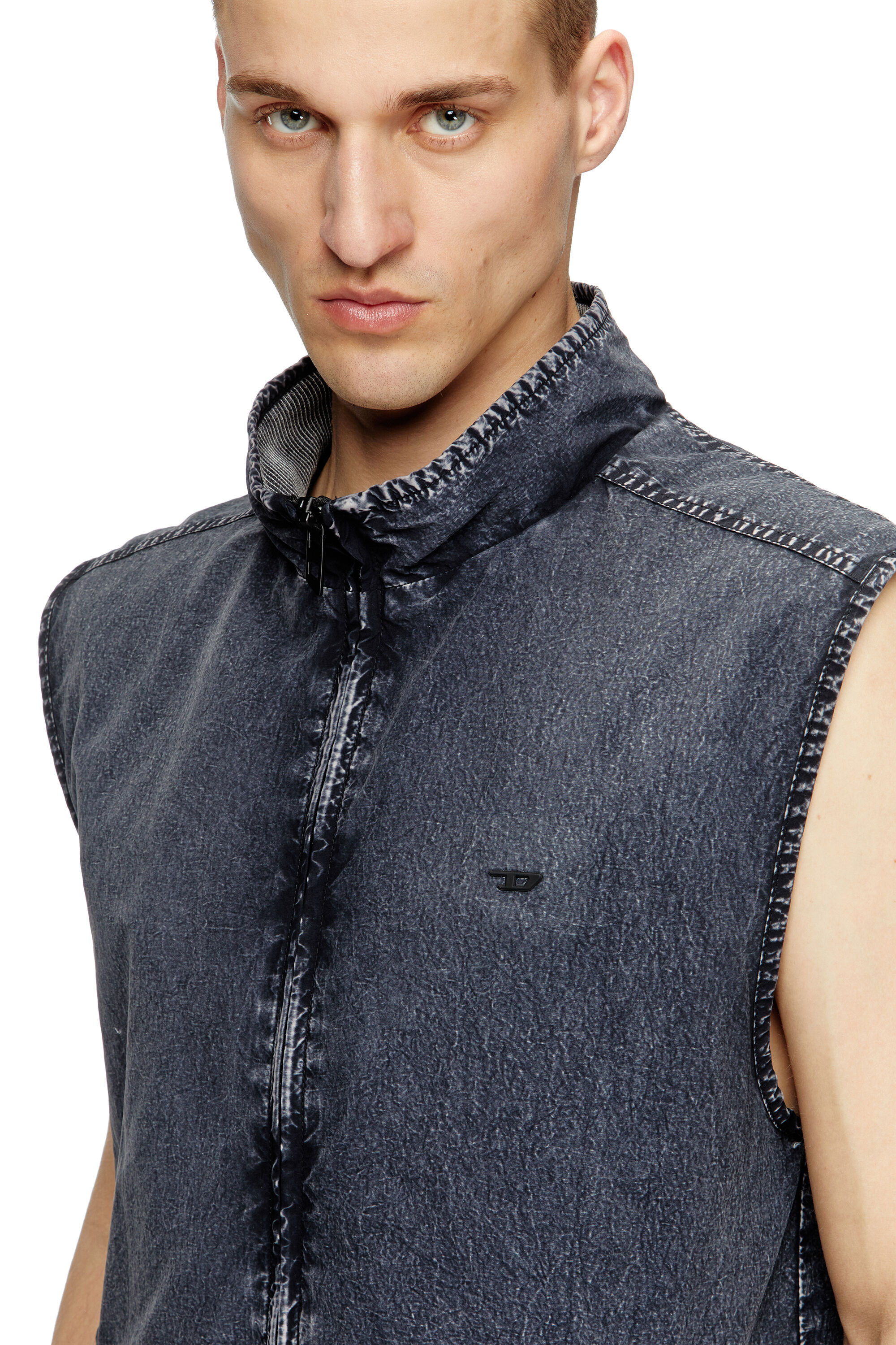 Diesel - J-ERB, Male's Vest in recycled nylon taslan in ダークブルー - 4