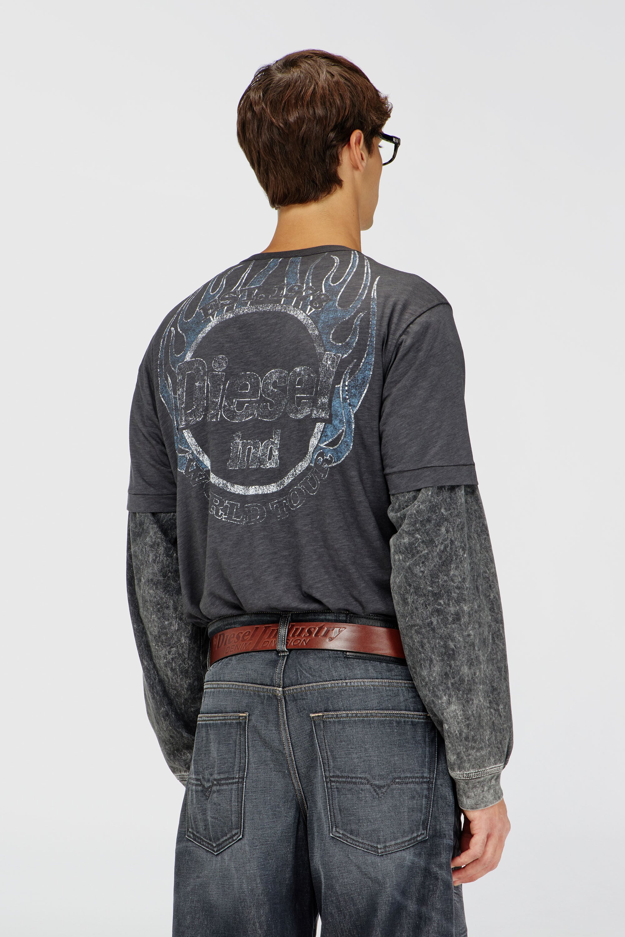Diesel - T-ADJUST-B11, Male's Tシャツ in ダークグレー - 4
