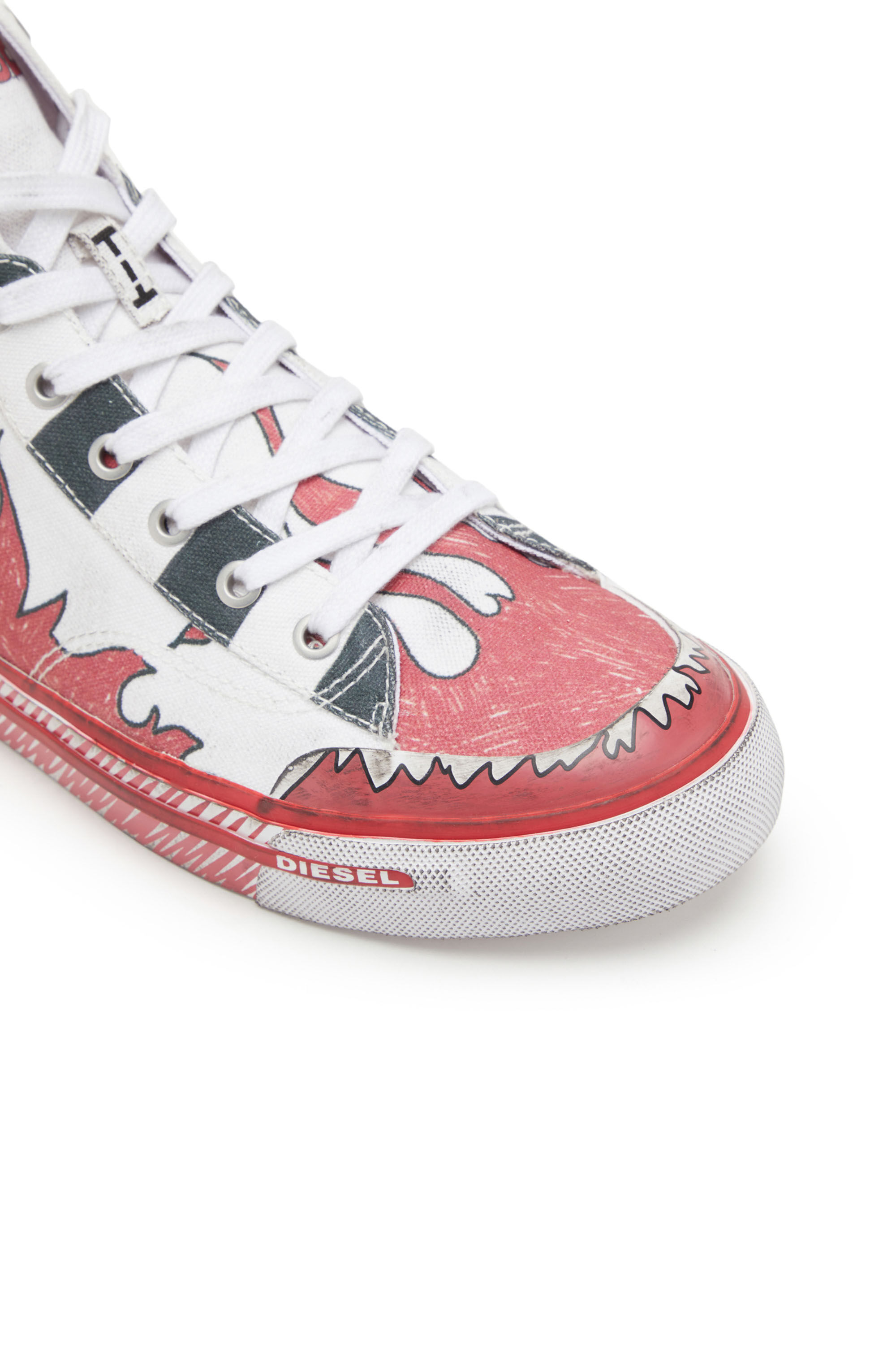 Diesel - S-ATHOS MID, Male's プリントキャンバス ミッドカットスニーカー - S-Athos Mid in ホワイト/レッド/ブルー - 6