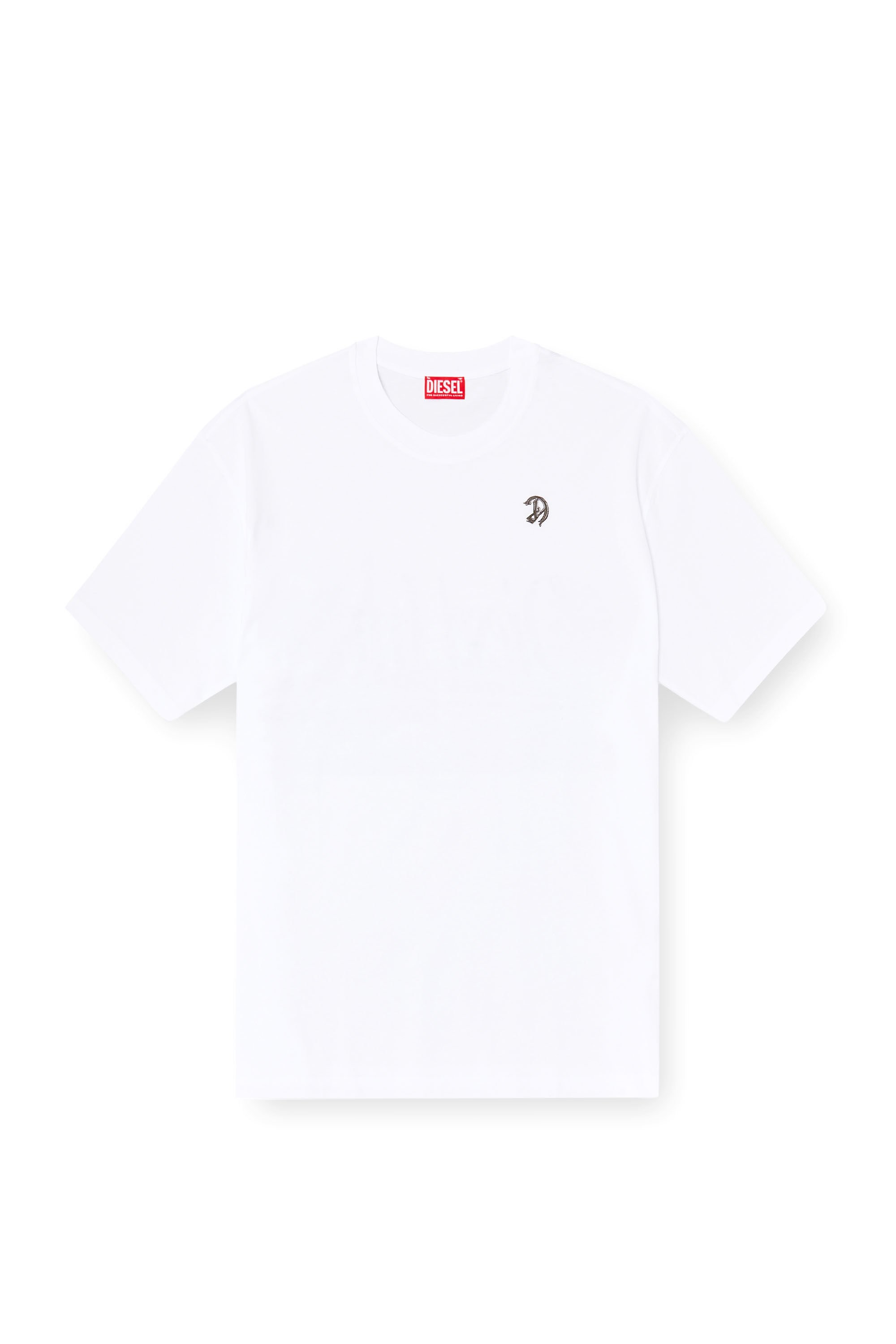 Diesel - T-BOGGY-V2, Male's T-shirt with logo patch and graphic print in ホワイト - 2