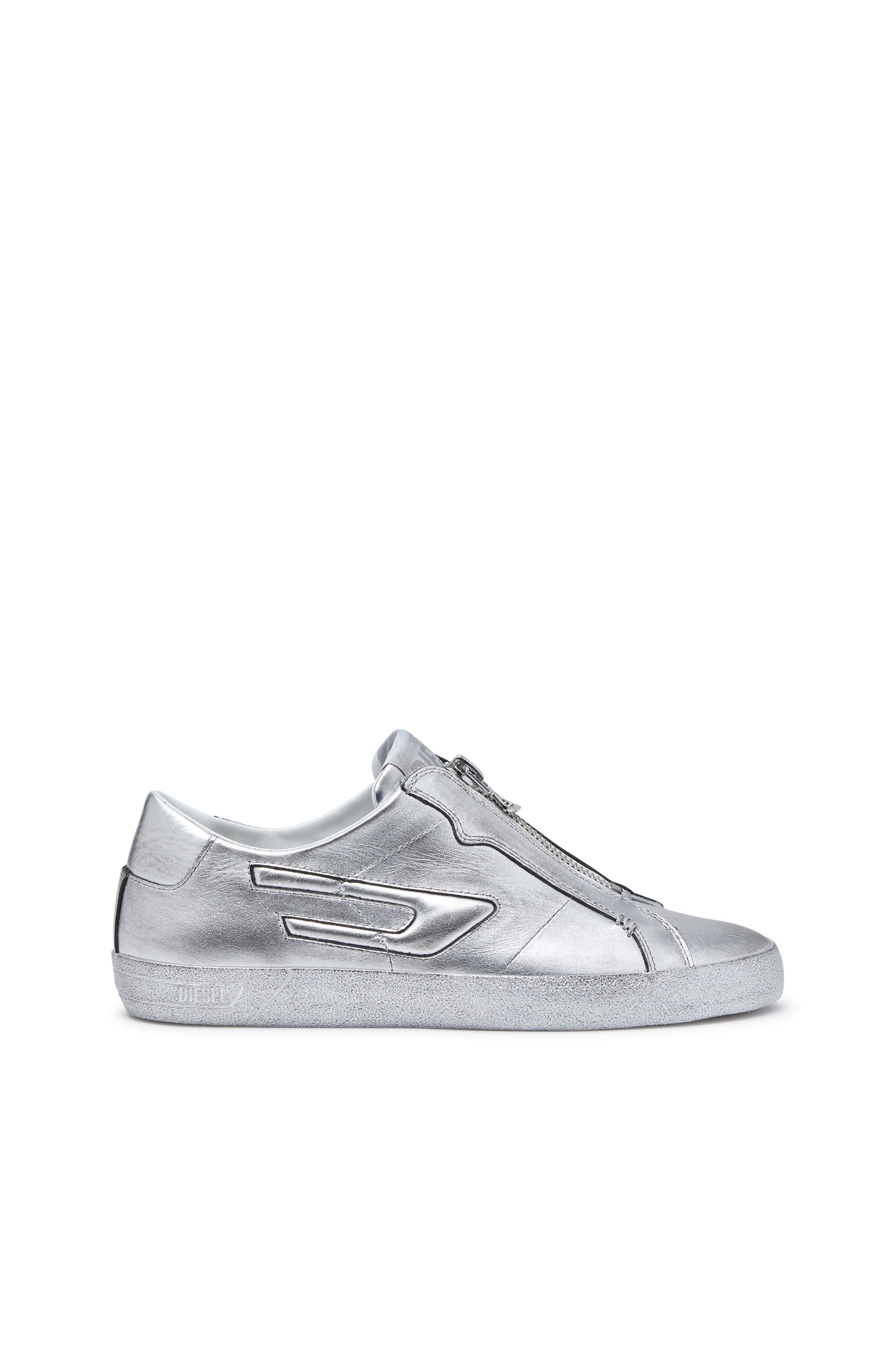 S-LEROJI ZIP LOW（MEN）: メタリックレザースニーカー｜ディーゼル 