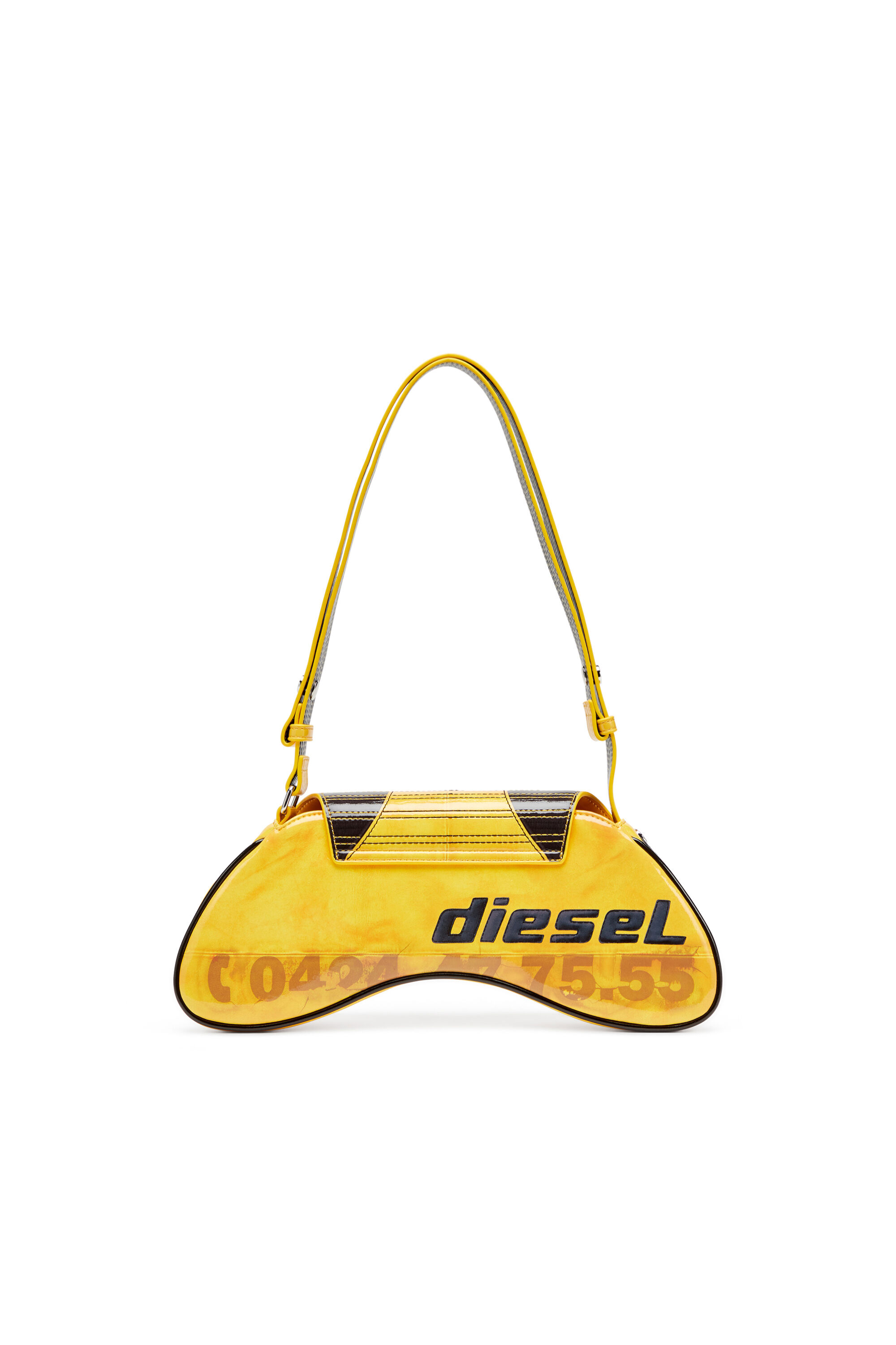 Diesel - PLAY CROSSBODY, Female's Play-Glossy crossbody bag with biker details in イエロー - 3
