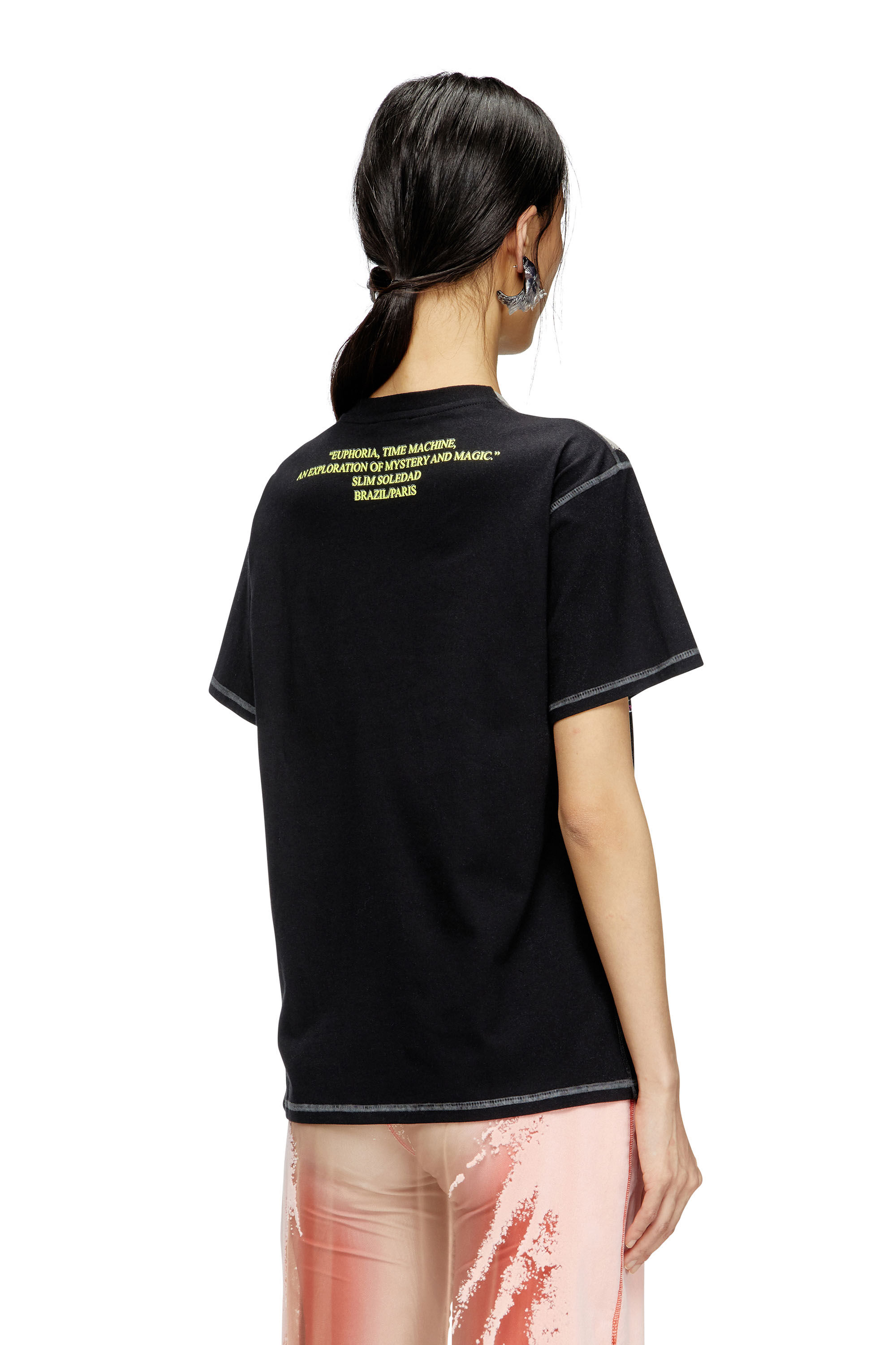 T-NORMAC-1 Crew neck T-shirt with lyrics print｜ブラック