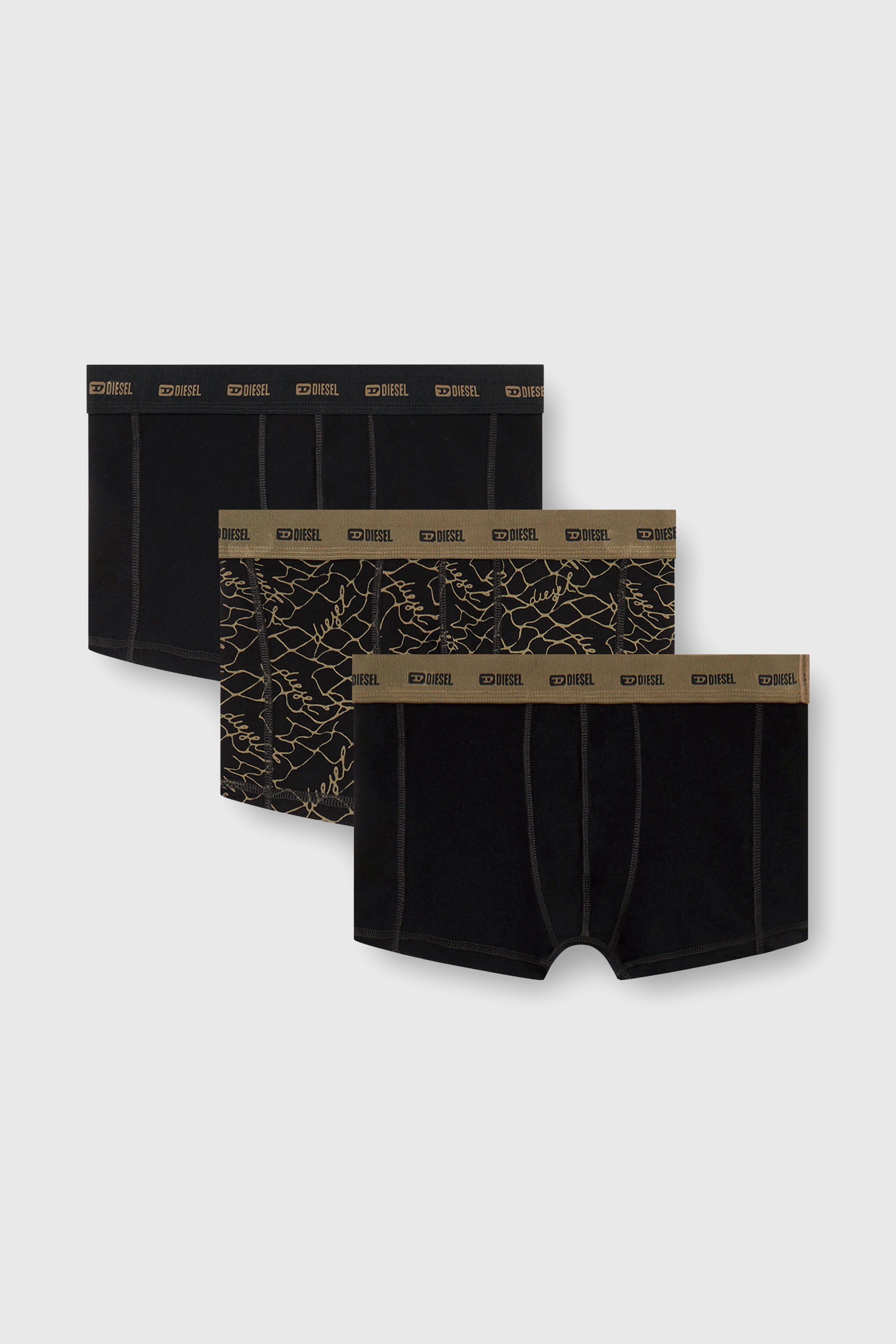 Diesel - DAMIEN-UTLT-3PACK, Male's ボクサーパンツ 3枚パック in ブラック/ベージュ - 2