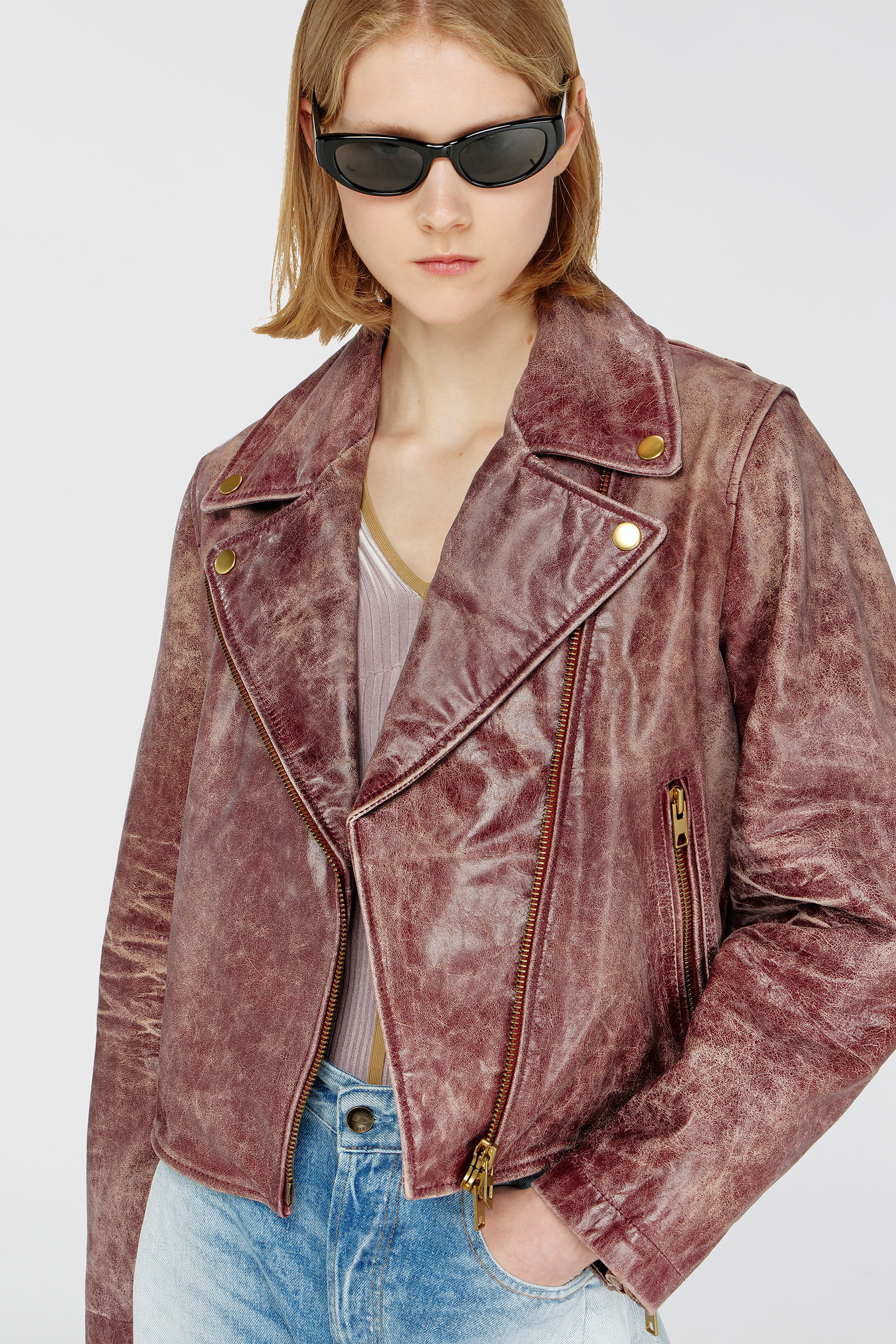 Diesel - L-UNATIC-T1, Female's レザージャケット in ブラウン - 4