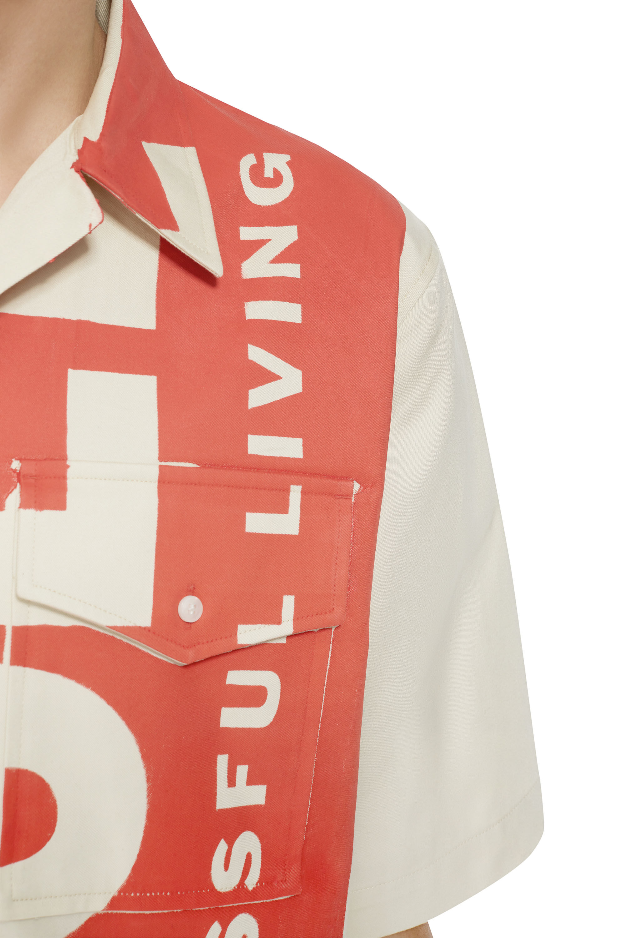Diesel - S-MAC-22, Male's ボーリングシャツ in ホワイト/レッド/ブルー - 4