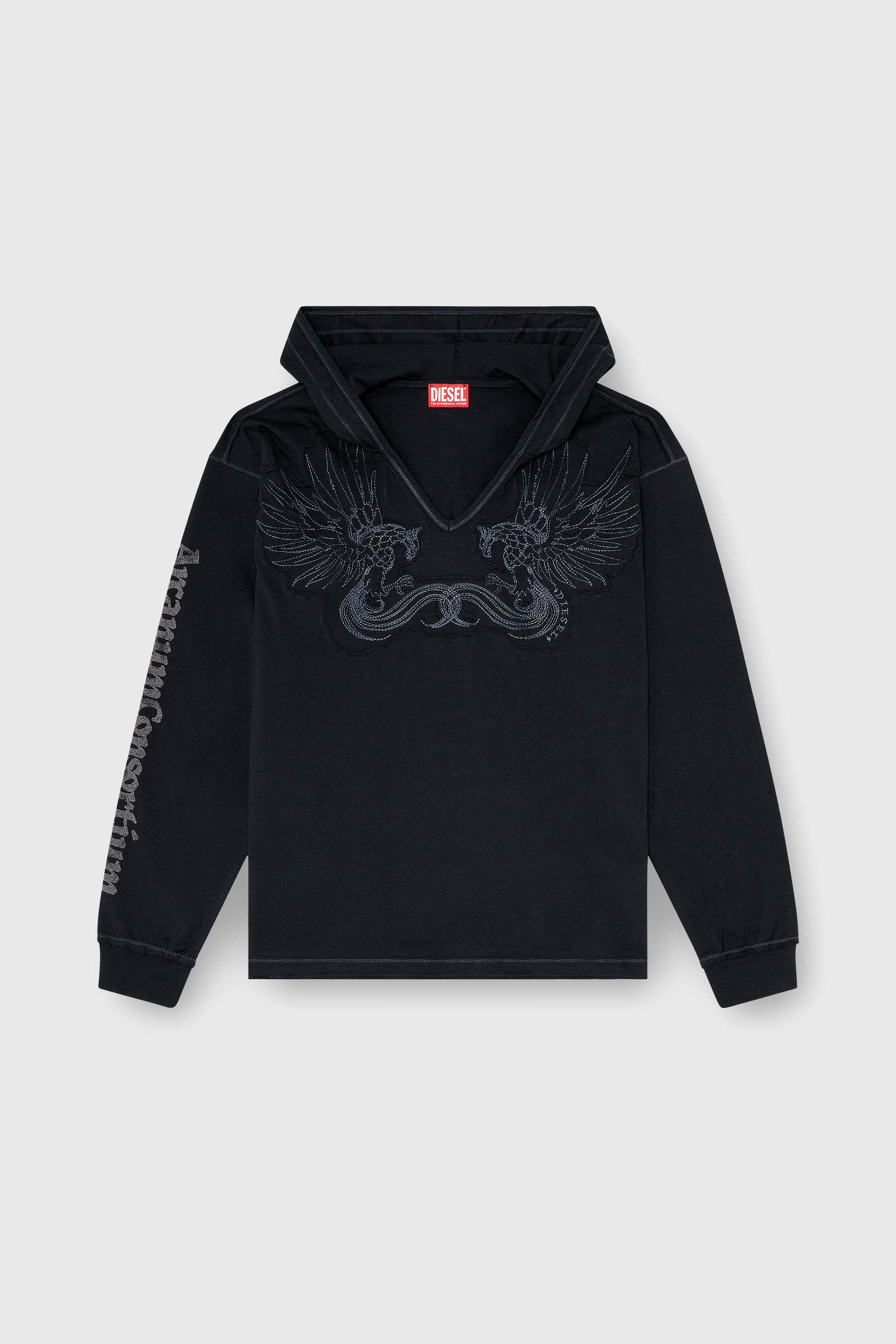 Diesel - T-PHEN-LS-HOOD-RIB, Male's フード付き長袖Tシャツ in ブラック - 2
