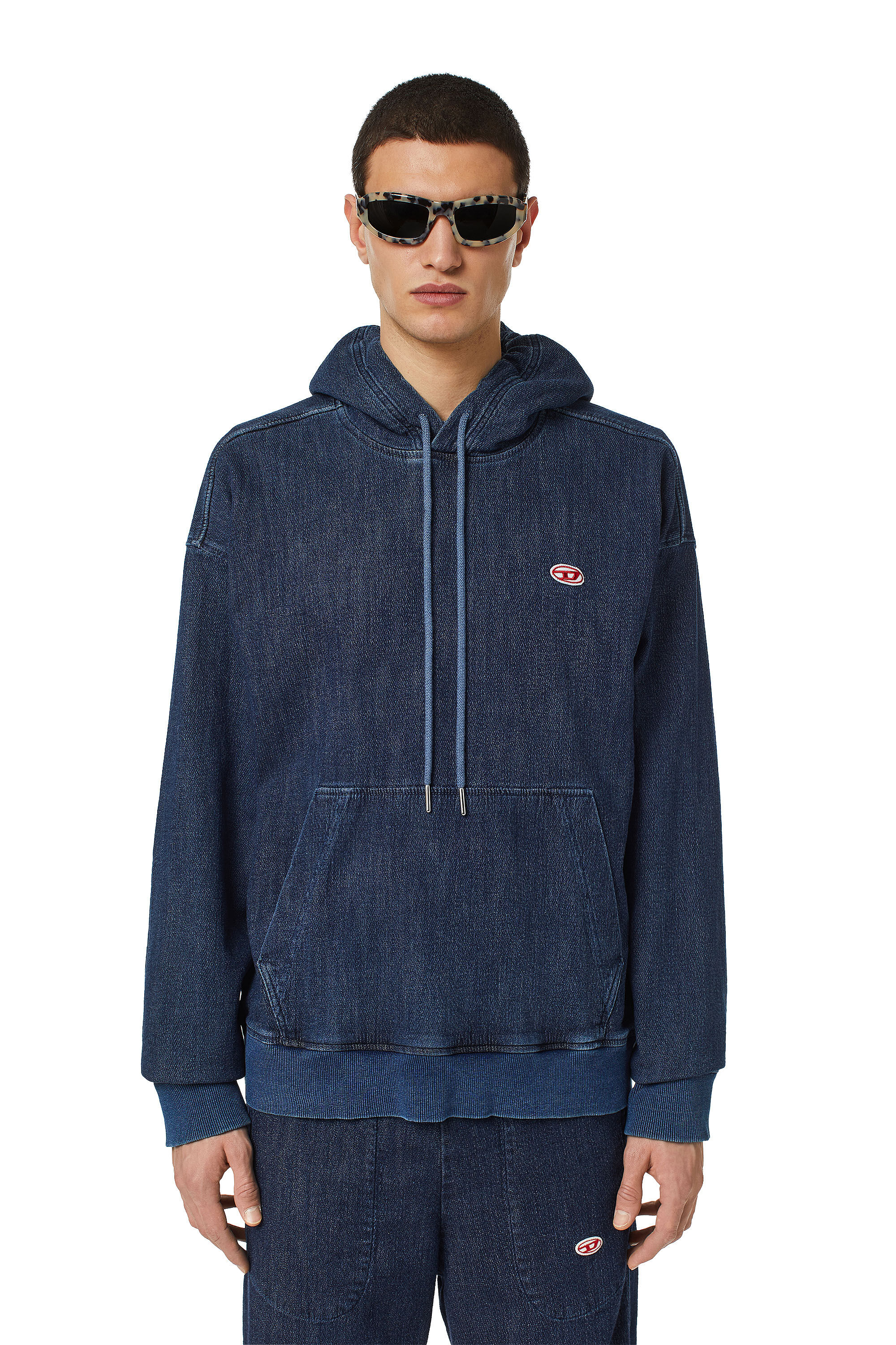 Diesel - D-UM-RIB TRACK DENIM HOODIE,  - Image 3