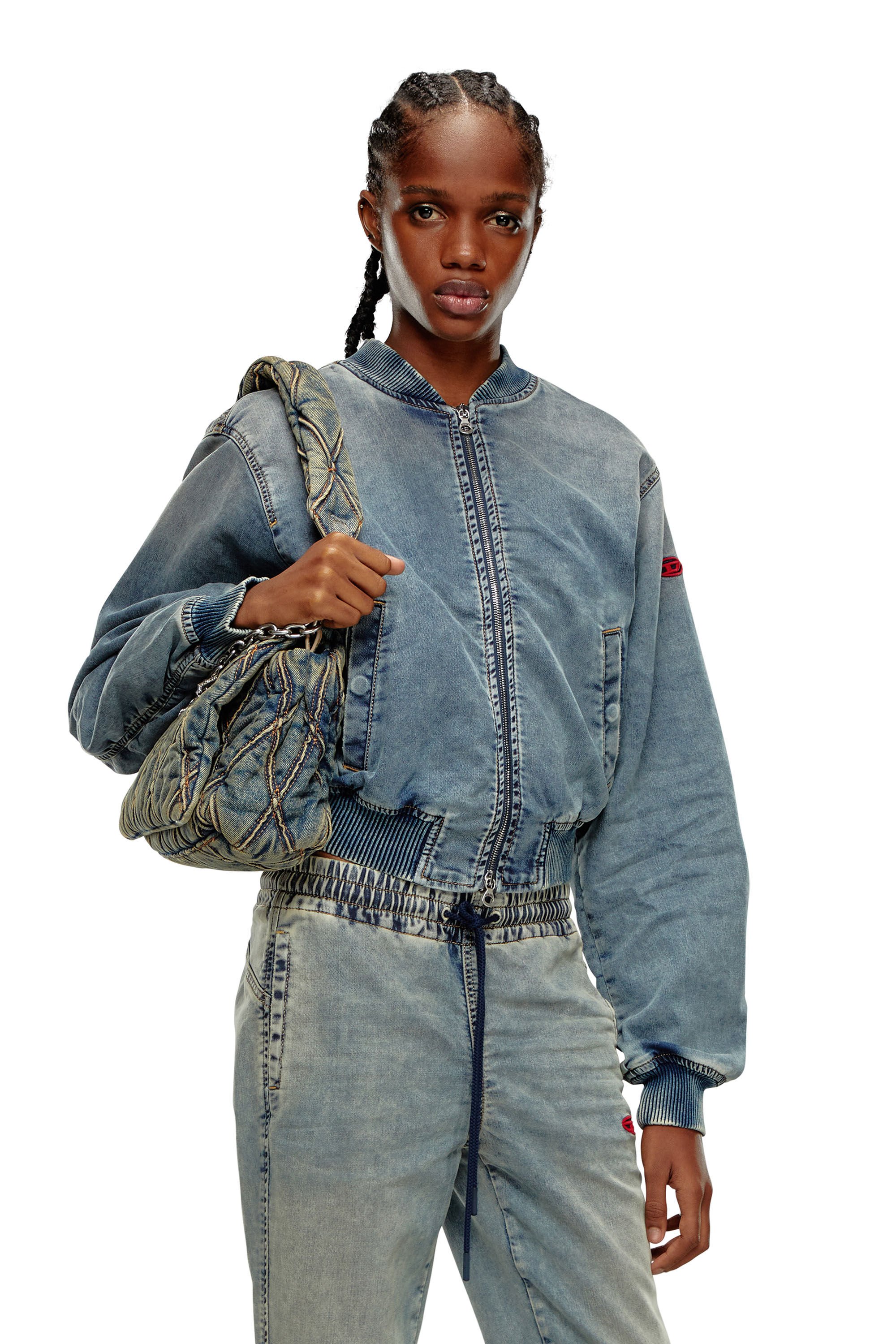 Diesel - DE-KIDDO JOGG, Female's Bomber jacket in JoggJeans in ミディアムブルー - 3