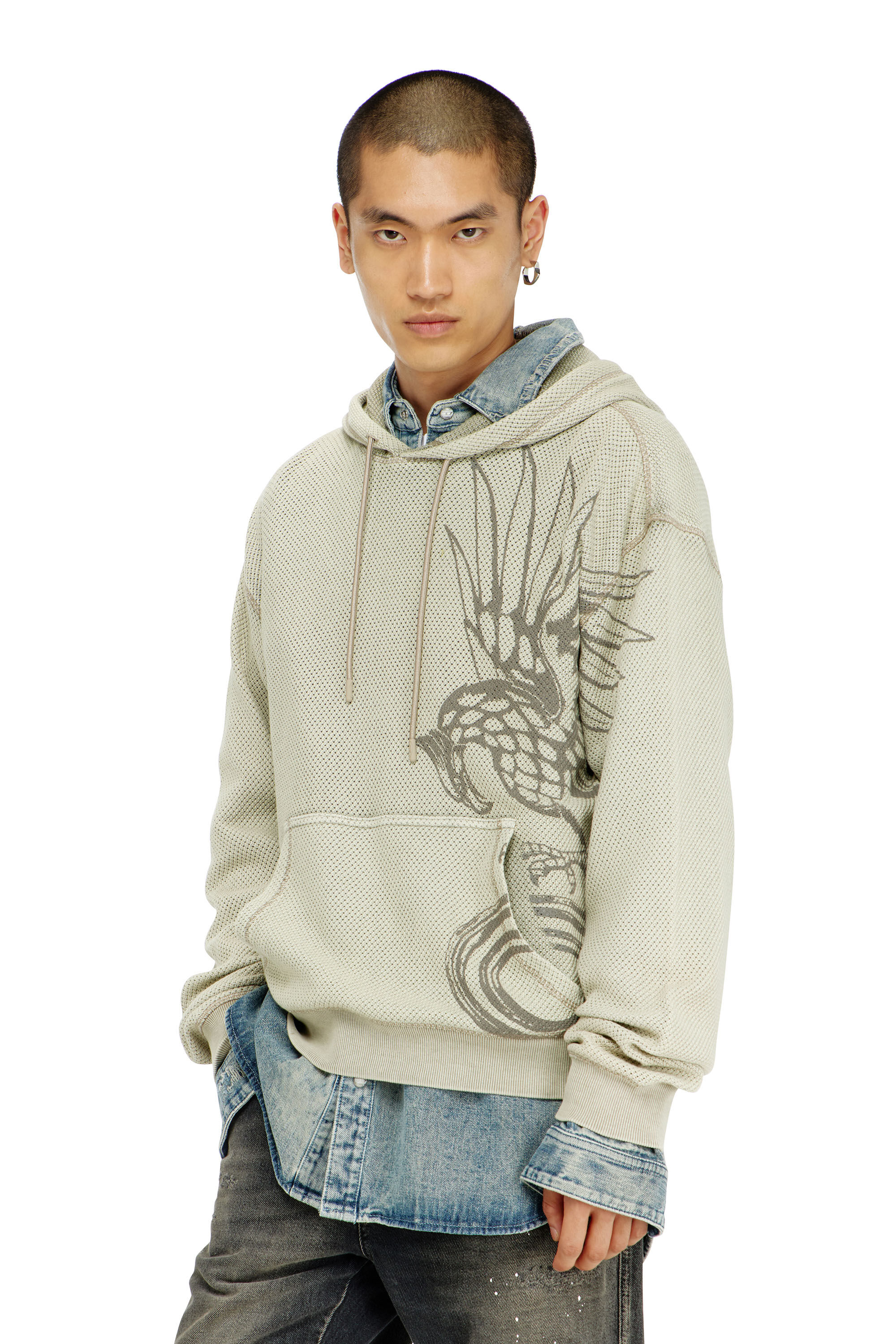 Diesel - S-NORM-HOOD-AA1, Male's プルオーバーパーカー in ベージュ - 3