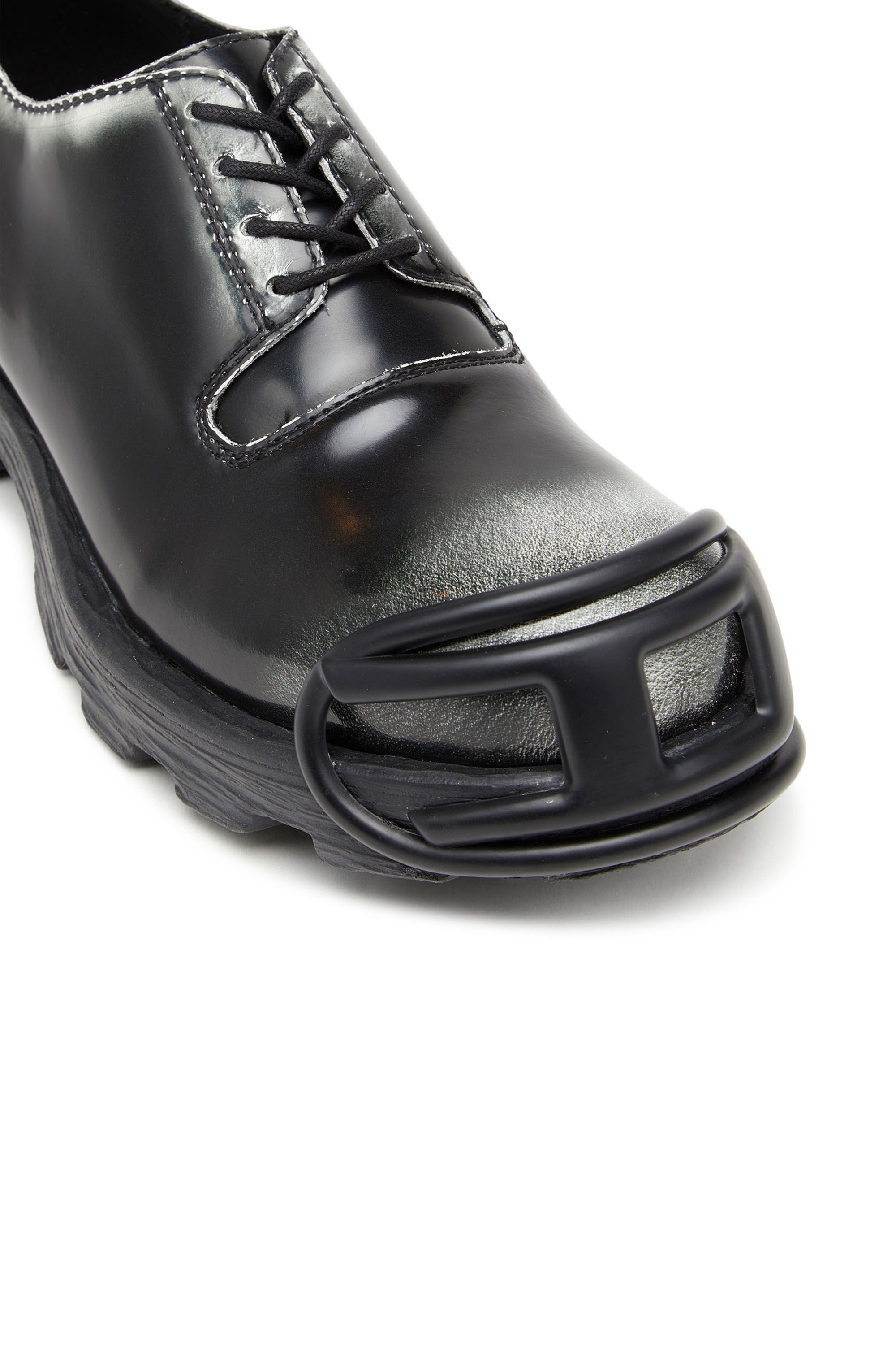 Diesel - D-HAMMER SO D, Male's D-Hammer-Derby shoes in shiny two-tone leather in ブラック/ホワイト - 6