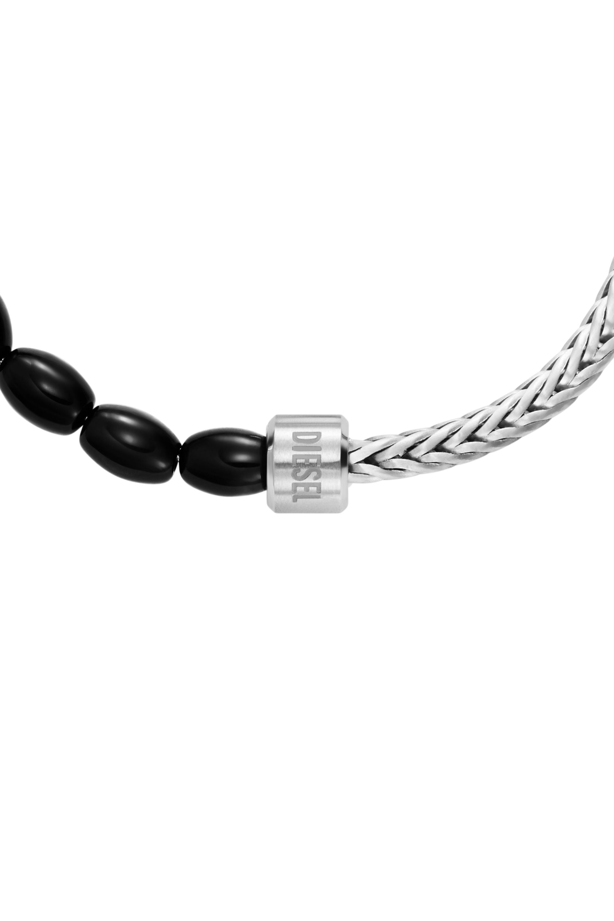 Diesel - DX1714040, Unisex's Black Agate Beaded Bracelet in シルバー/ブラック - 3