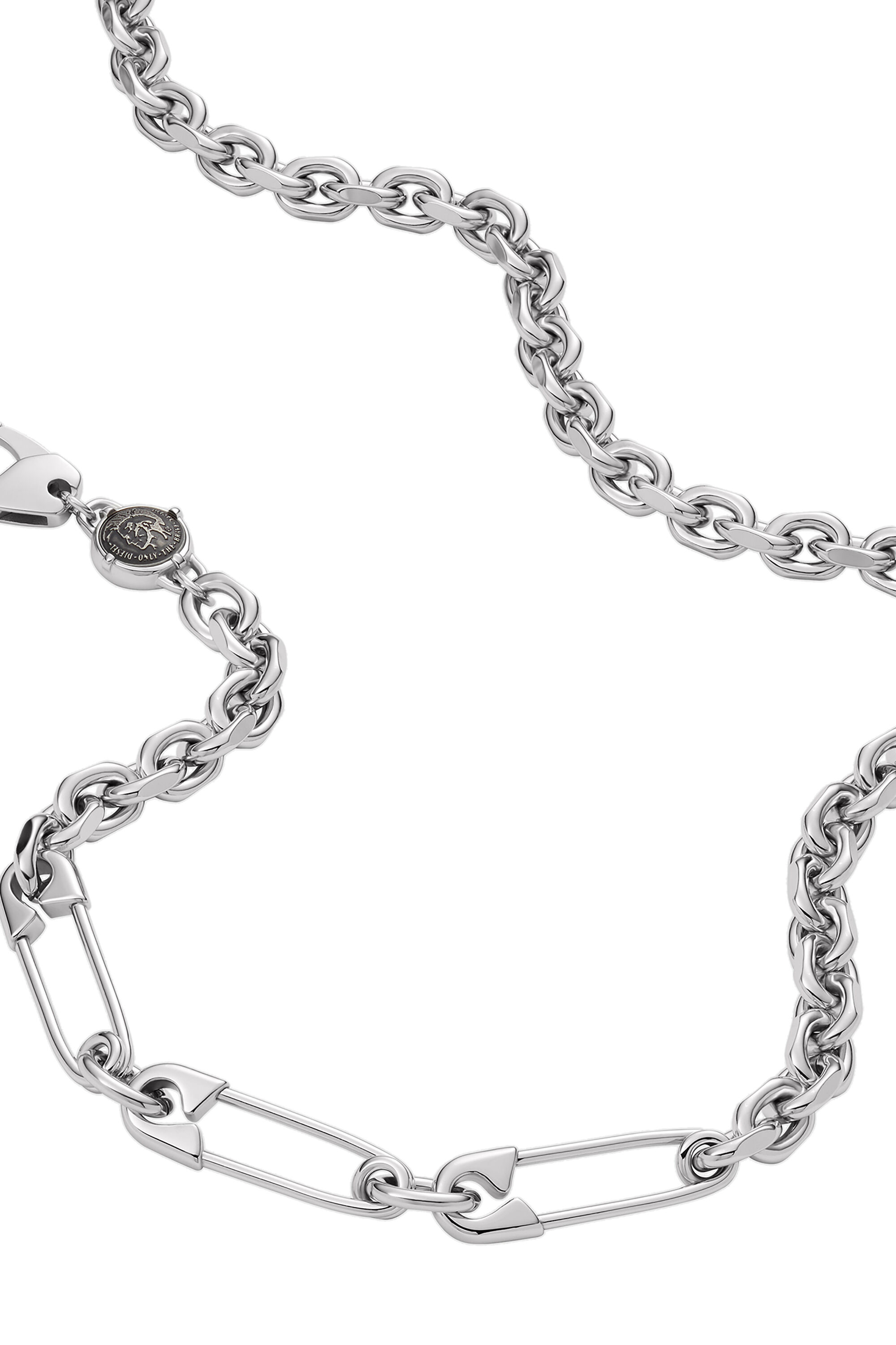 Diesel - DX1303, Male's Stainless steel chain-link and safety pin necklace in シルバー - 2