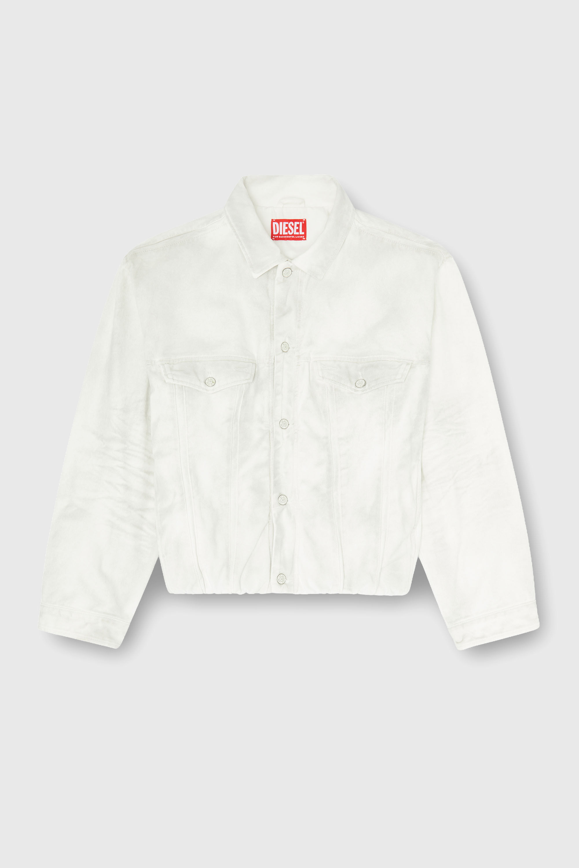 Diesel - D-MORVI-FSJ1, Male's Elasticated trucker jacket in denim in ホワイト - 2
