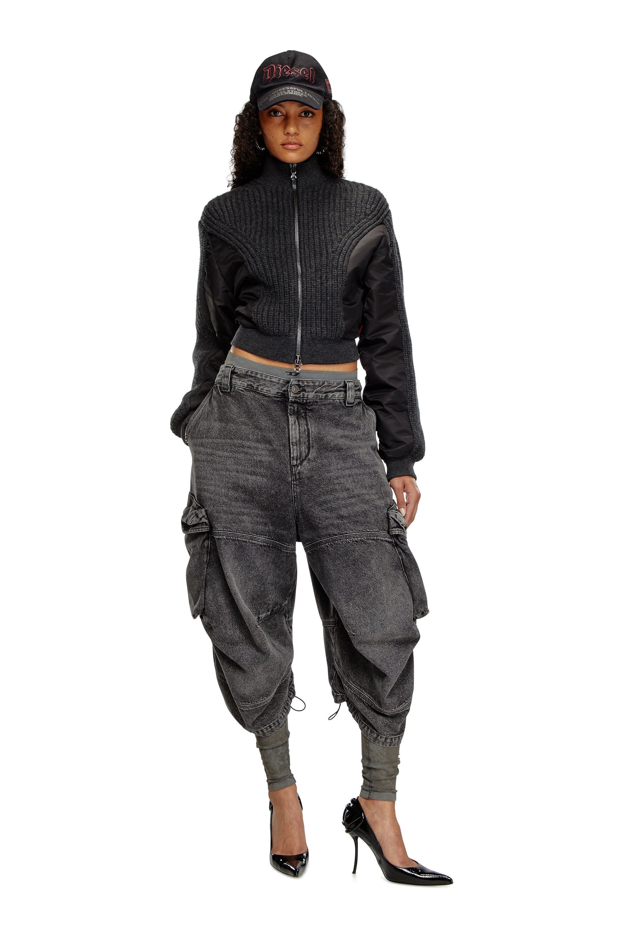 M-ODENA Jacket in wool knit and padded nylon｜ブラック｜ウィメンズ 