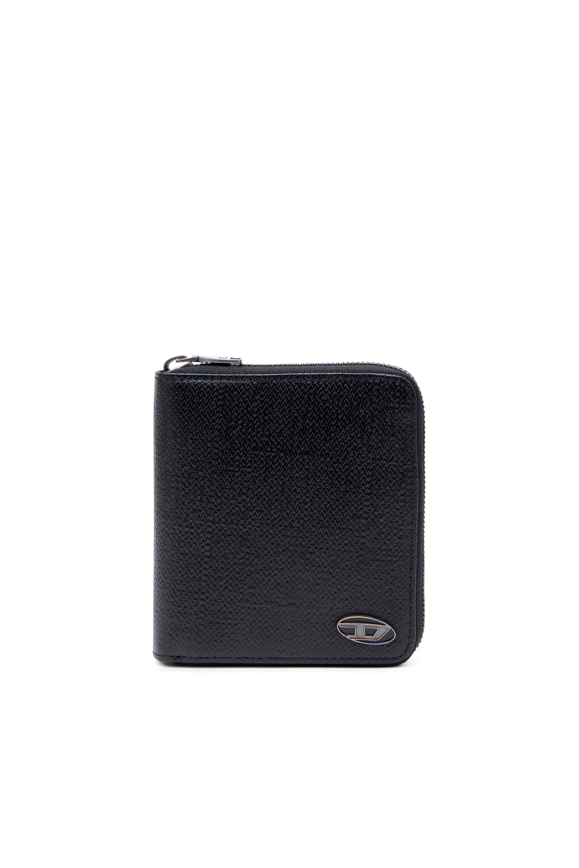 Diesel - BI-FOLD COIN ZIP M, Male's カウレザー 二つ折り財布 in ブラック - 1