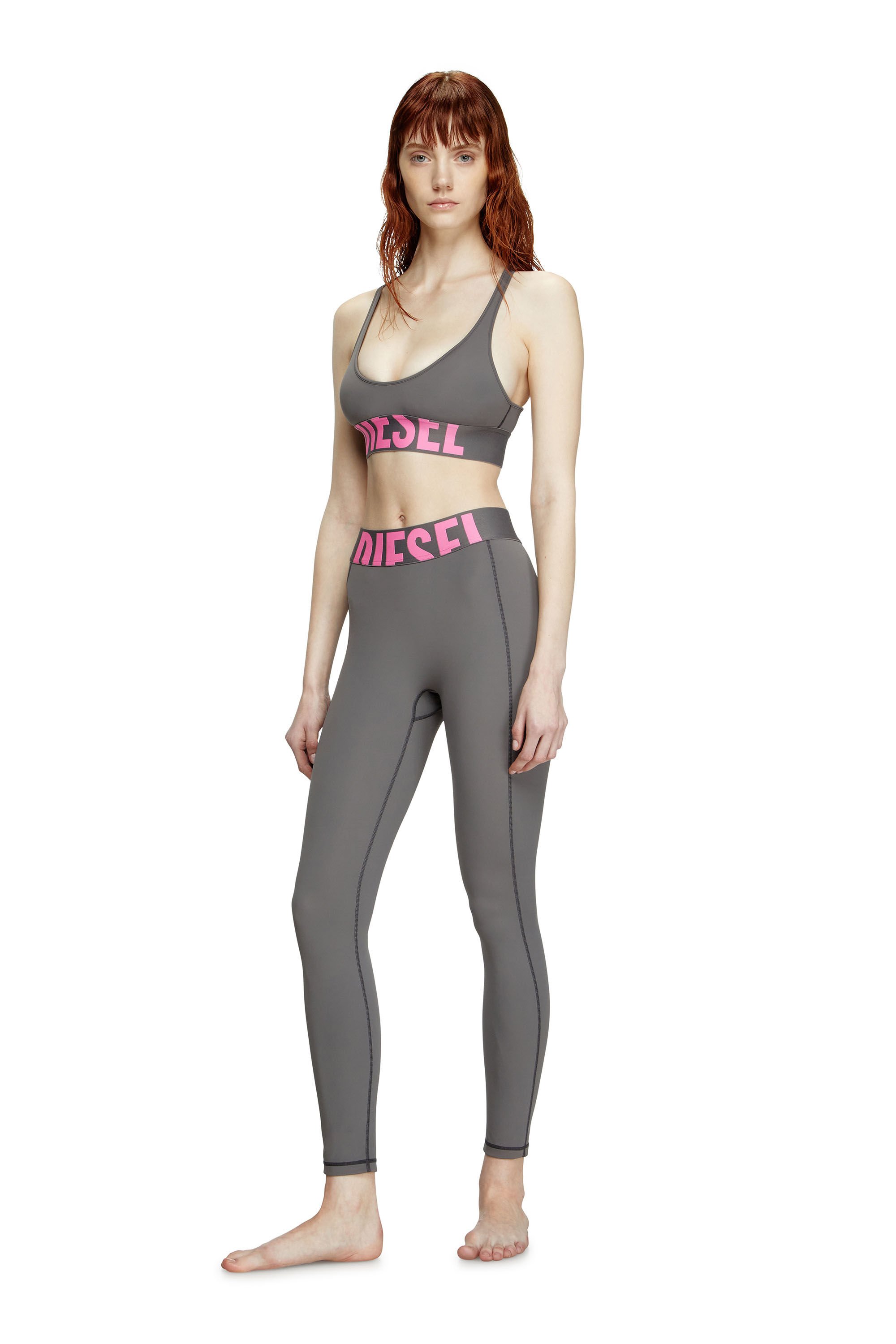 Diesel - ADELINE-D-POP, Female's Microfibre leggings with cut-off logo in グレー - 1