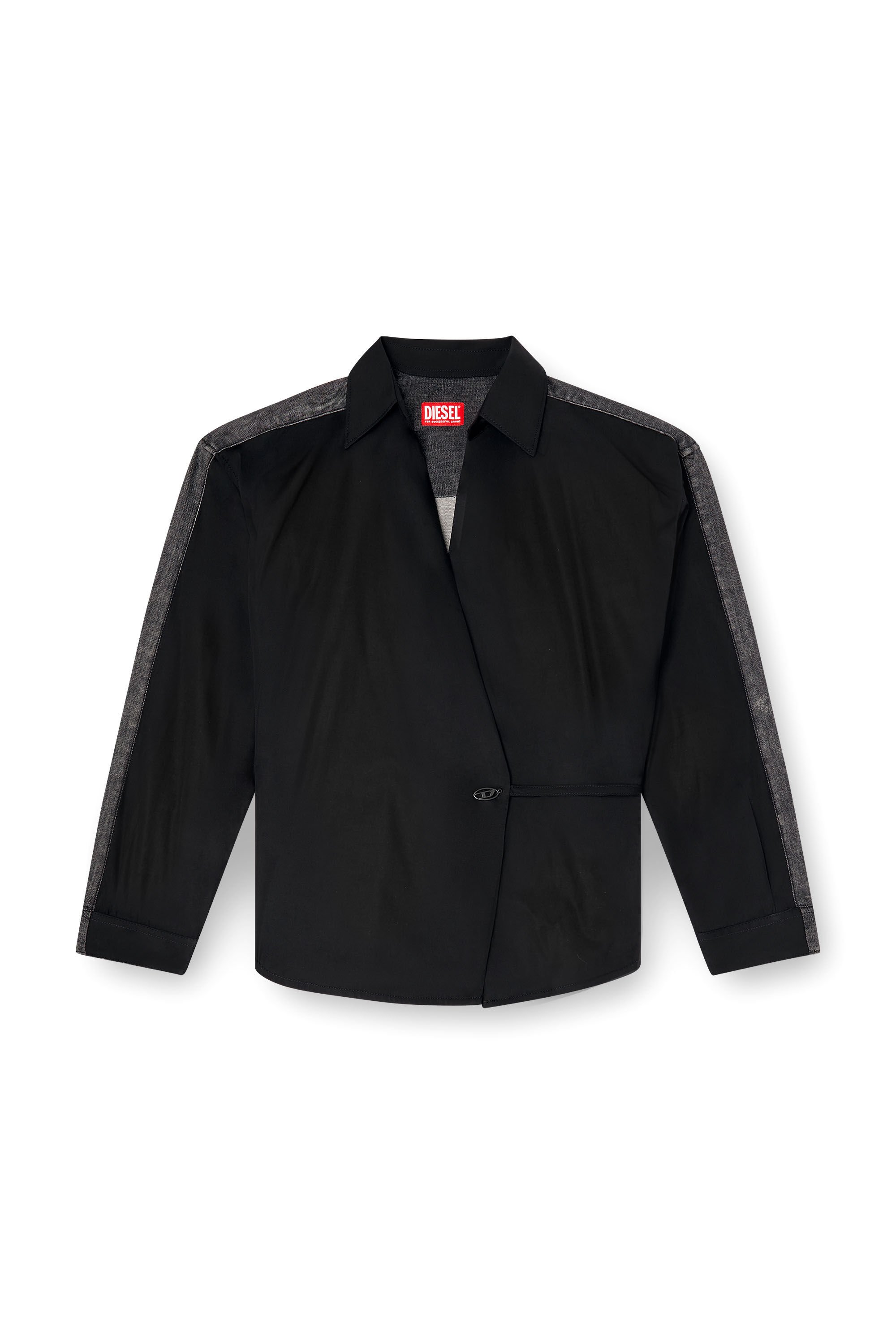 Diesel - C-DELPHI-DEN, Female's Wrap shirt in poplin and denim in ブラック - 2
