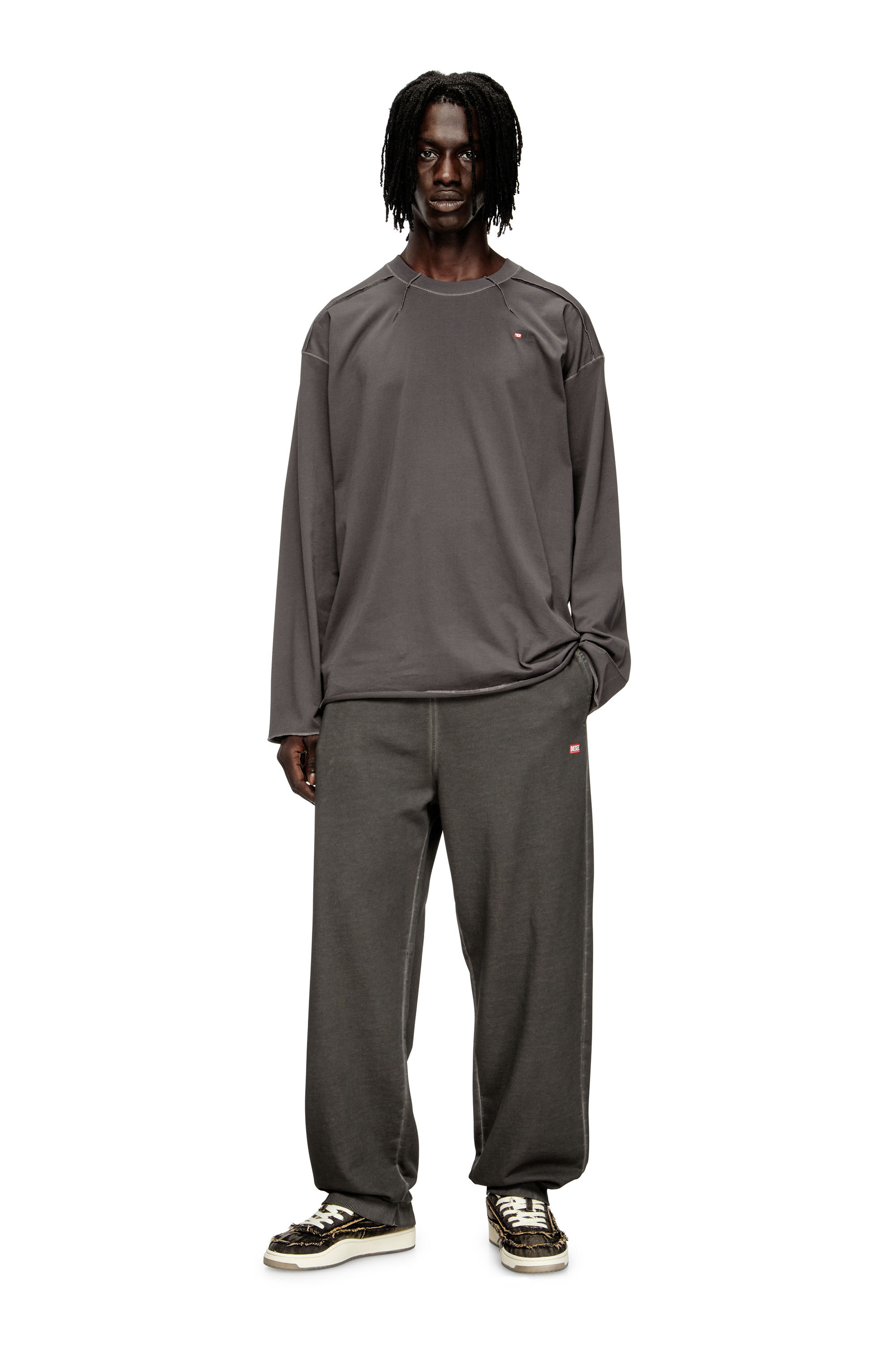 Diesel - T-CRAHOR-BOXT-LS-T1, Male's 長袖Tシャツ in グレー - 1