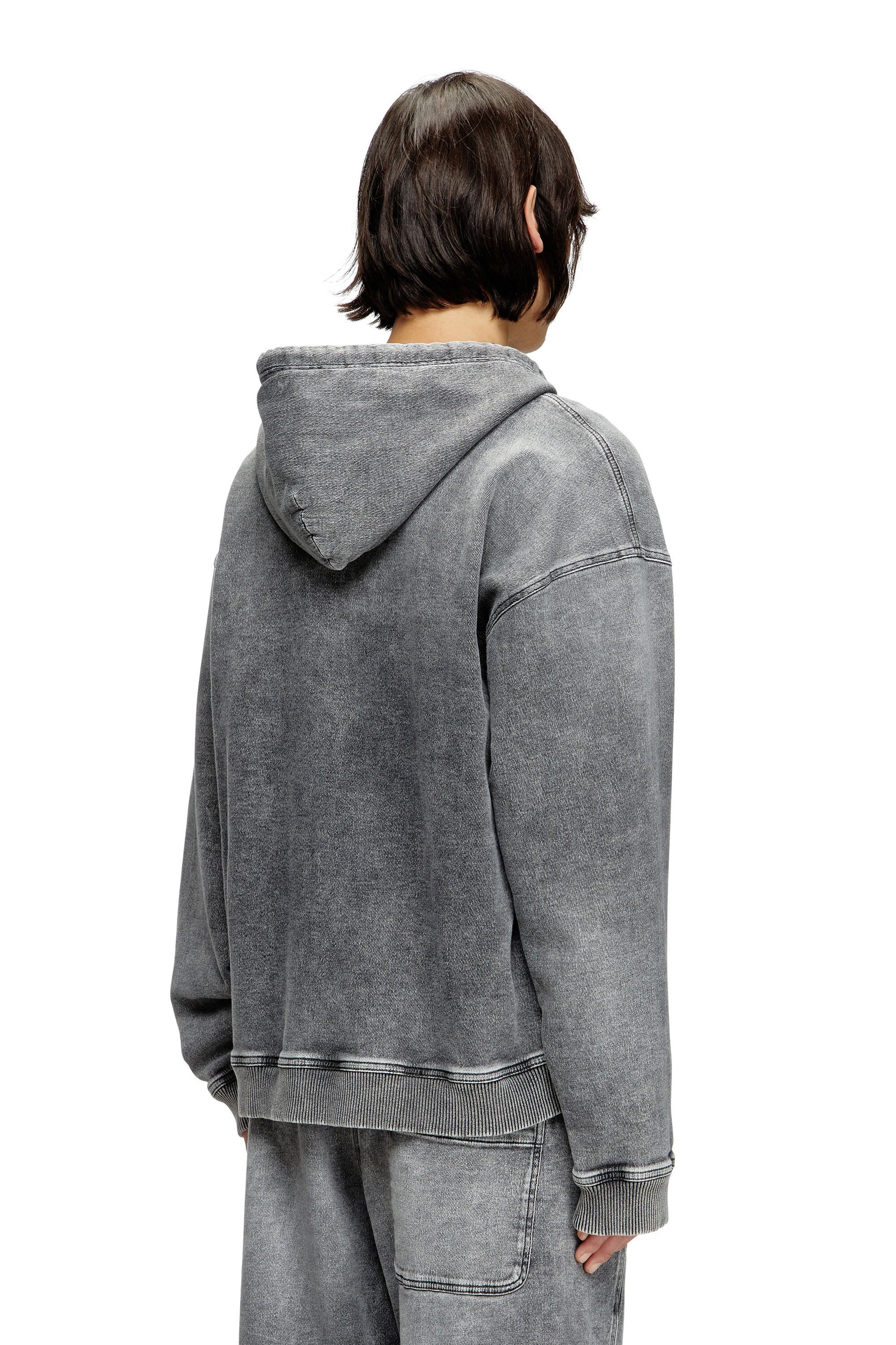 Diesel - HS D-GIRI-S TRACK, Unisex's Zip-up hoodie in marbled Track Denim in ダークグレー - 4
