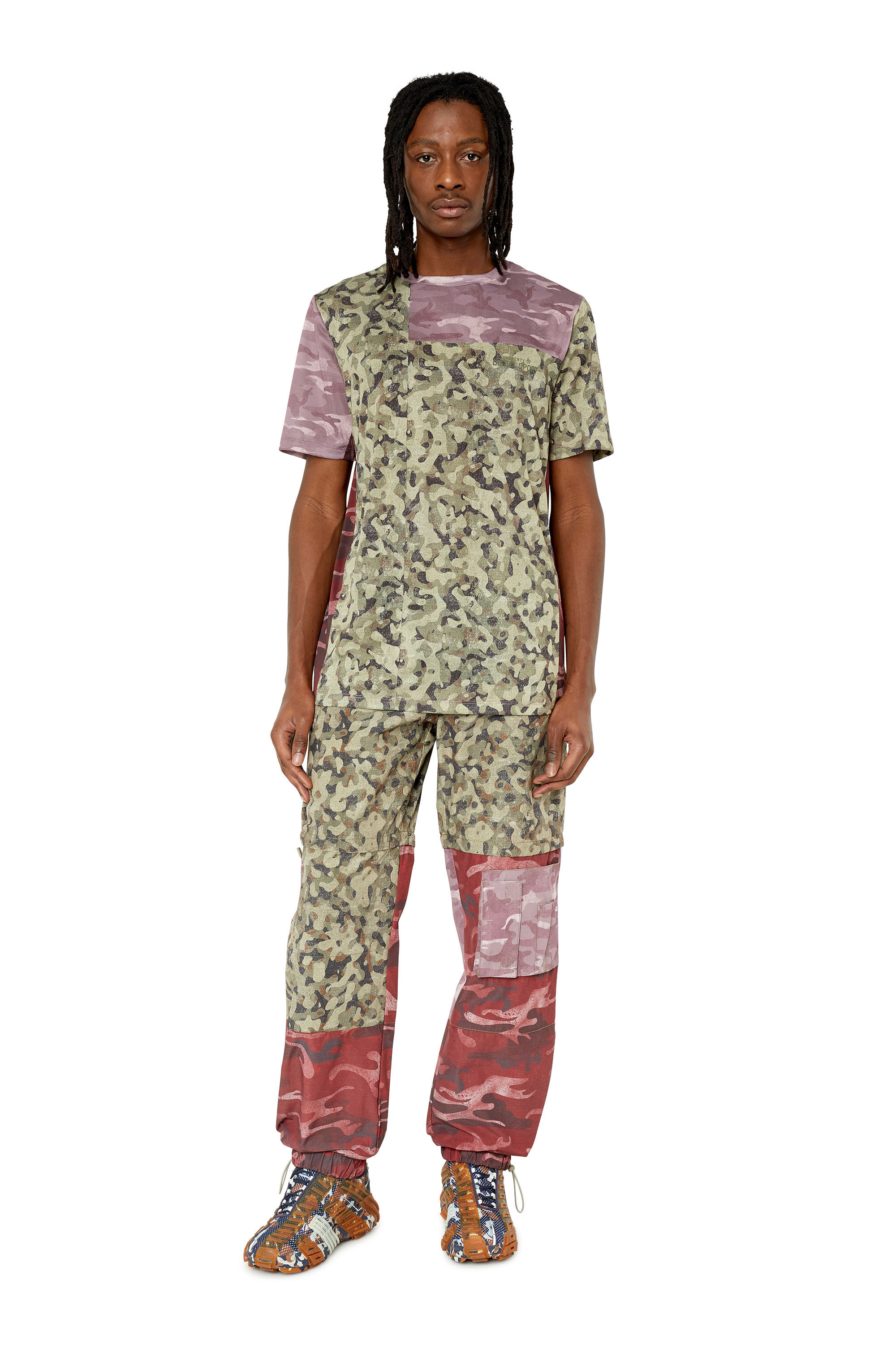 Diesel - AMWB-SIFAN-HT08, Male's パンツ ２WAY カモフラージュ DIESEL SPORT in グリーン/レッド - 4
