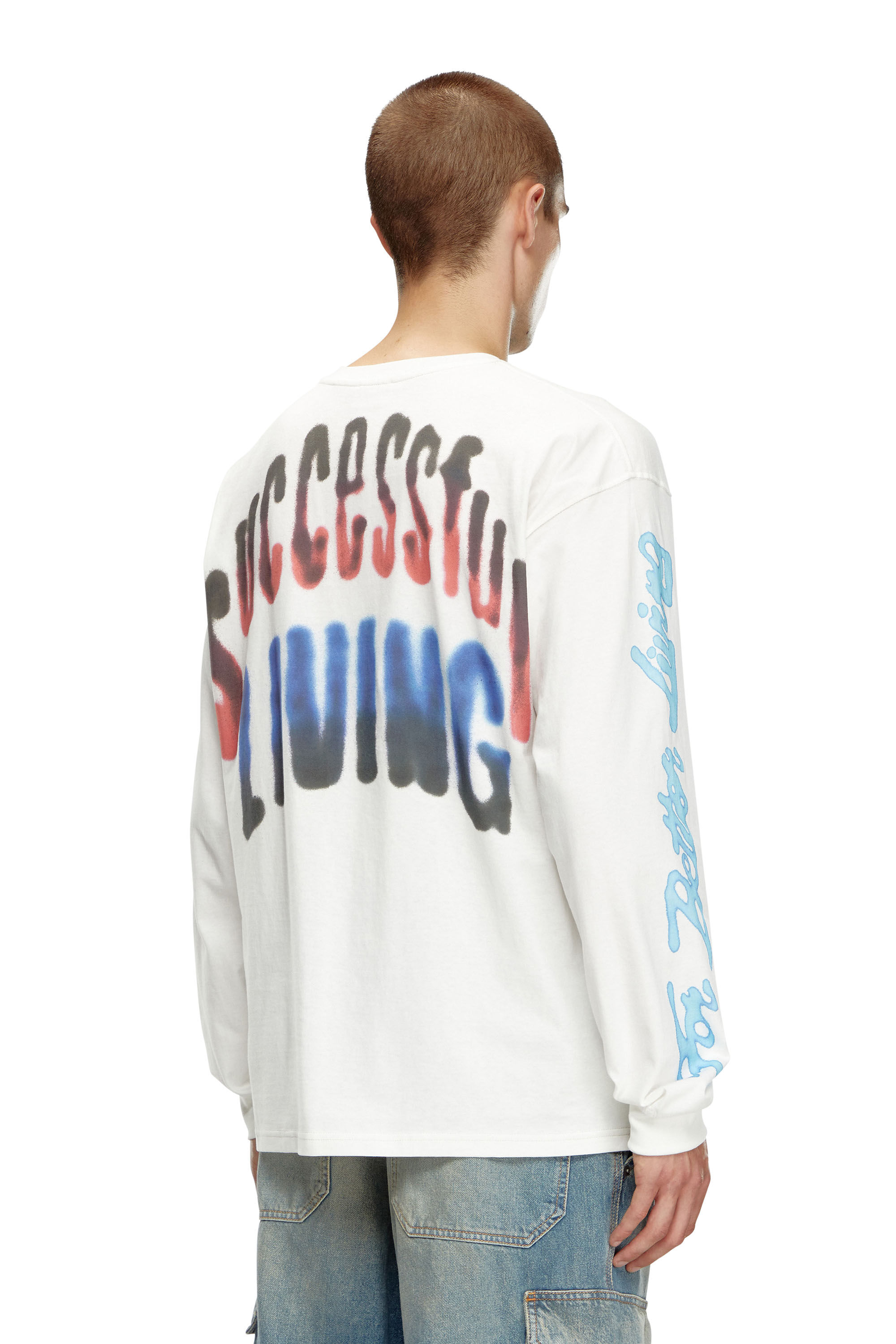 Diesel - T-BOXT-LS-Q15, Male's Long-sleeve T-shirt with logo prints in ホワイト - 5