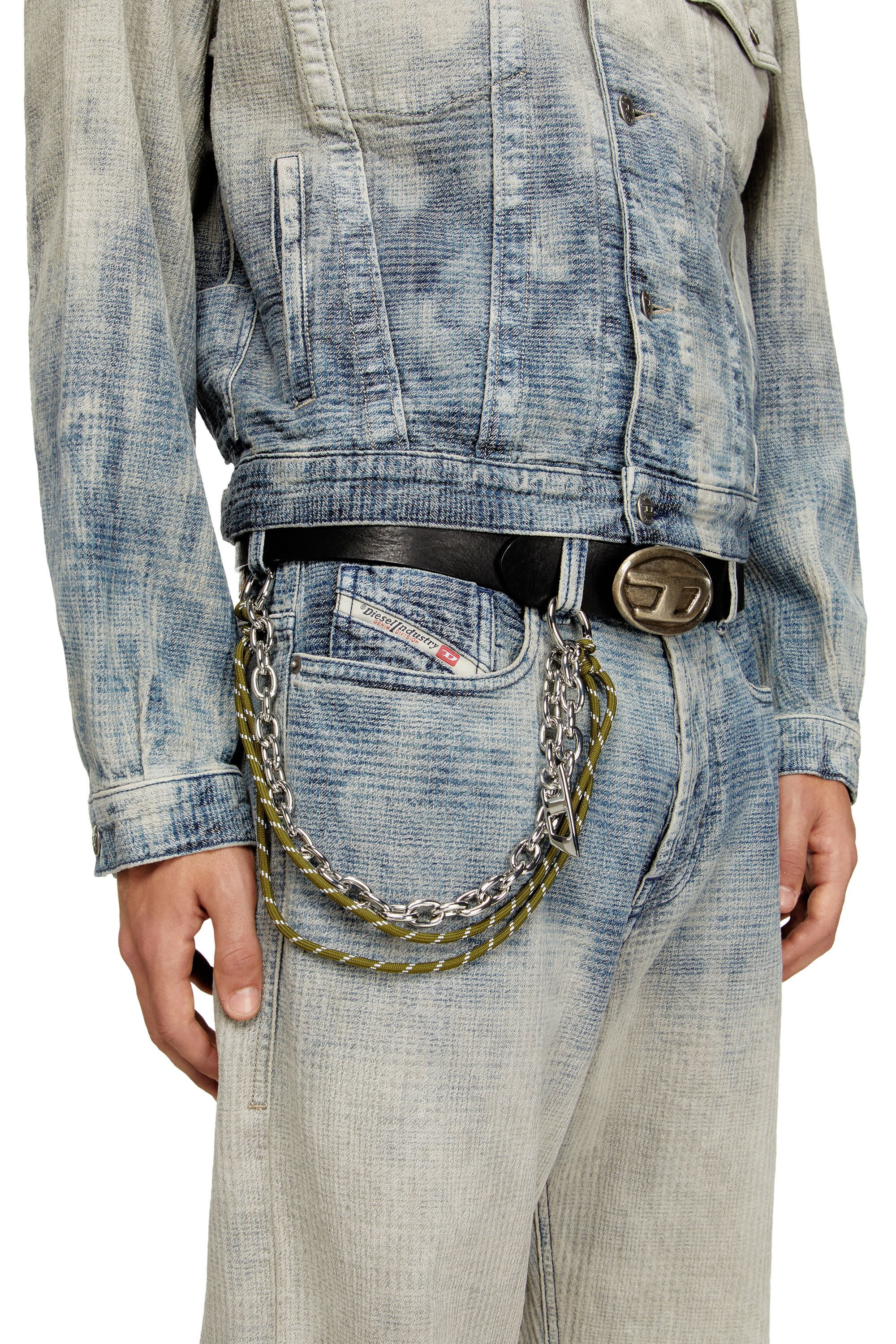Diesel - CHAIN-D L, Unisex's Charm in chain and rope in シルバー/グリーン - 3
