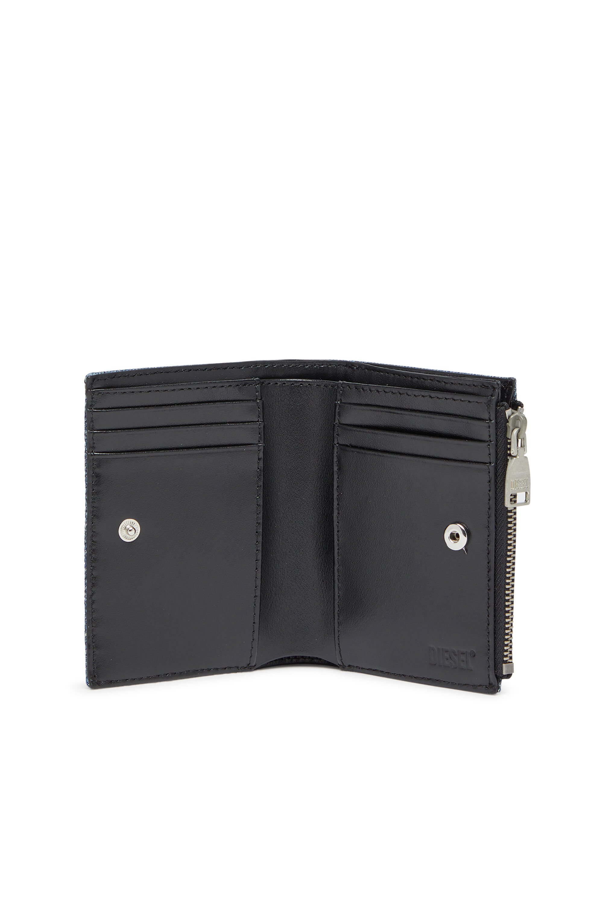 DIESEL 1DR BI-FOLD ZIP II 二つ折り財布 1DR BI-FOLD ZIP II Small leather wallet with logo plaque