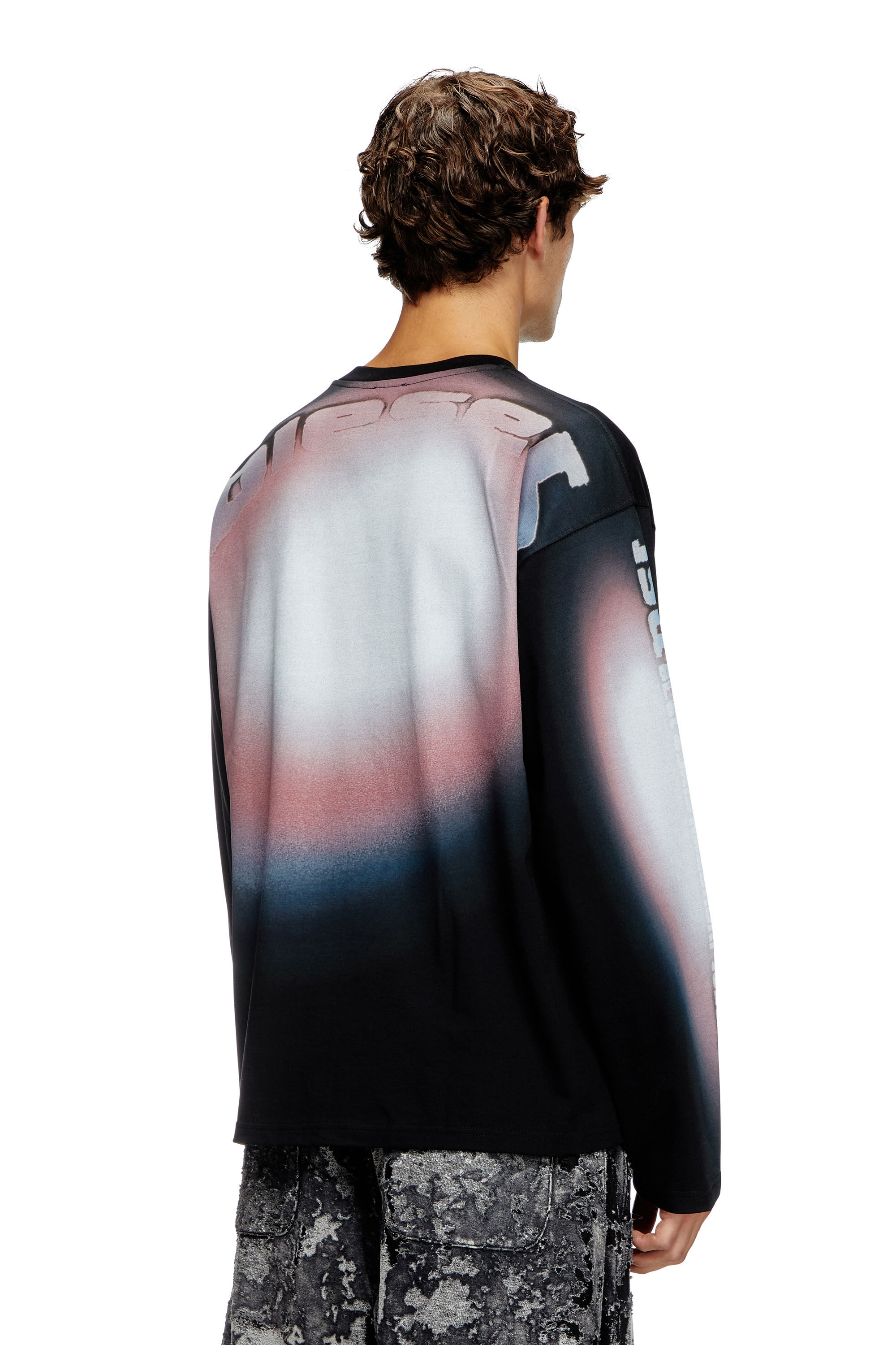 T-ARCHIE-LS Long-sleeve T-shirt with spotlight print｜ブラック｜メンズ｜DIESEL