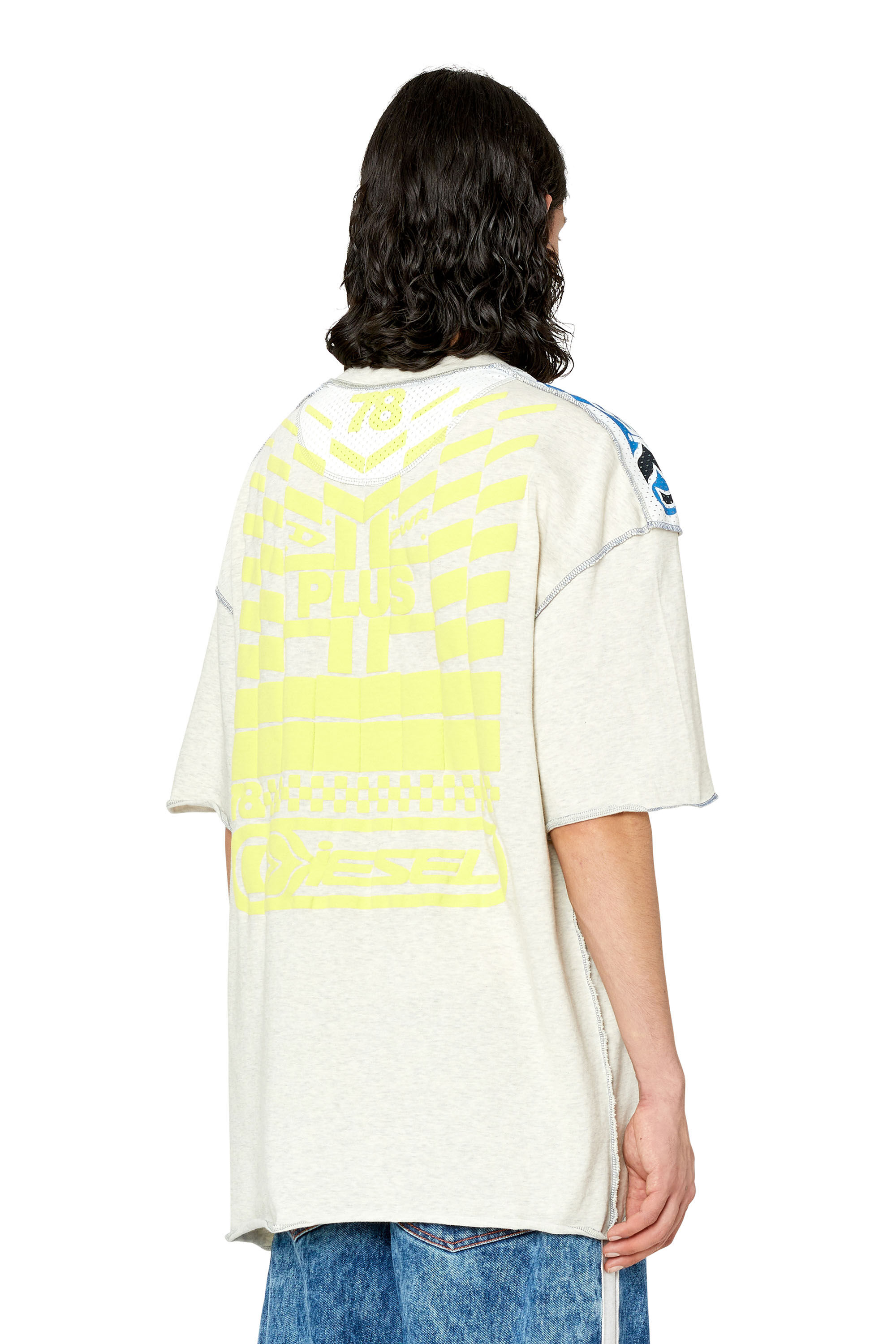 Diesel - T-CRAHOR-SS-G1, Male's Tシャツ パフプリント オーバーロック in ライトグレー - 5