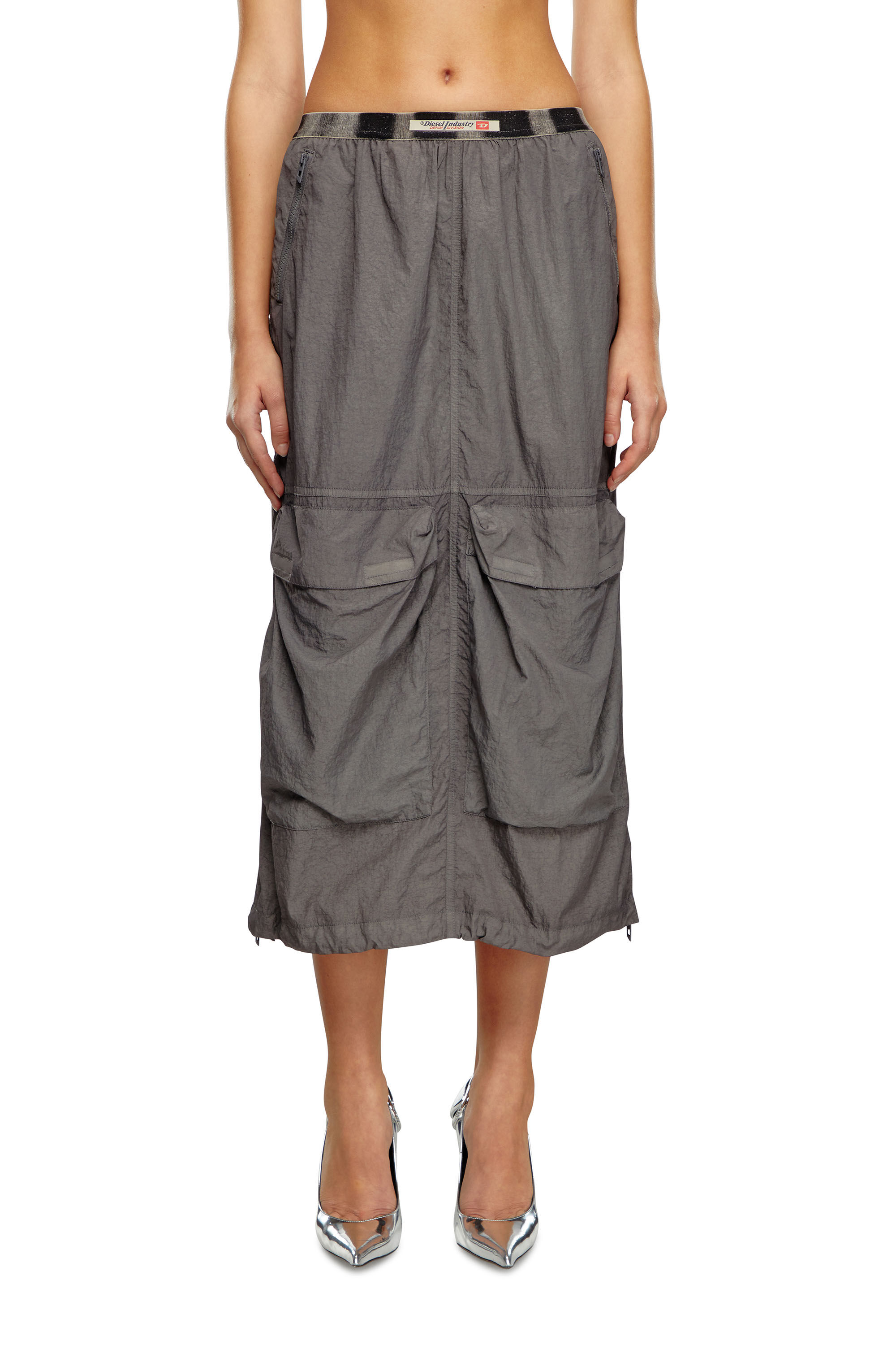 O-ASIS Cargo midi skirt in recycled nylon｜グレー｜ウィメンズ｜DIESEL