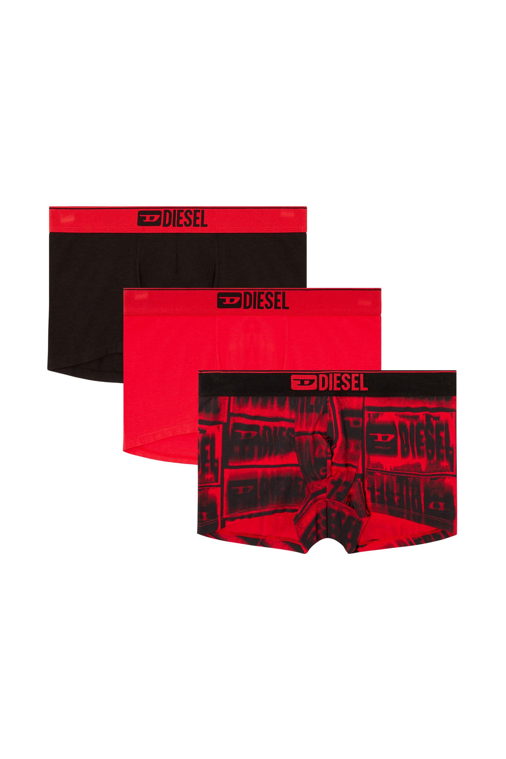 Diesel - DAMIEN-D-BOX-3PACK, Male's 3-pack boxer briefs in stretch cotton in ブラック/レッド - 2