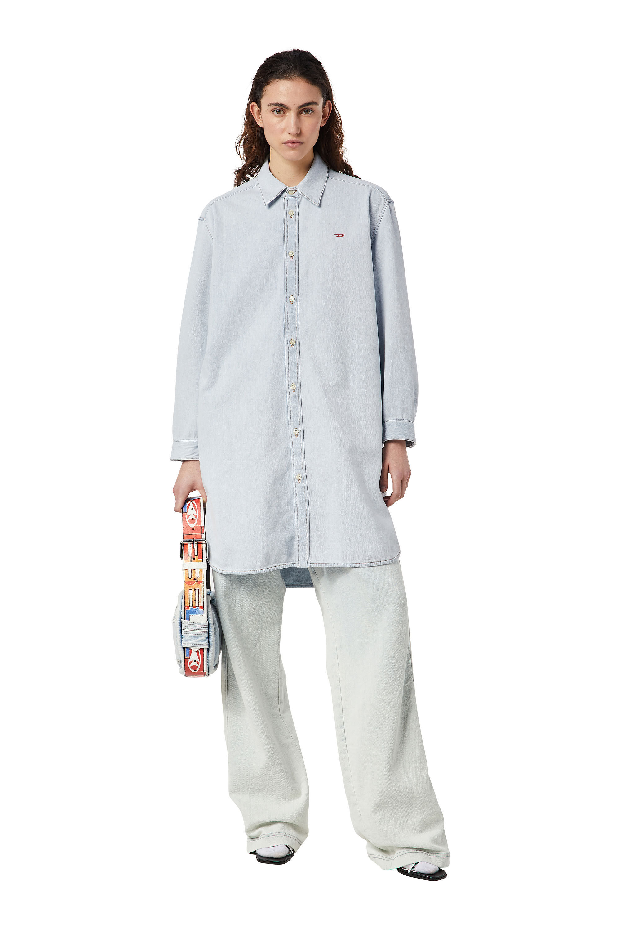 Diesel - DE-BLEX SHIRT DRESS, Female's Shirt dress in denim in ライトブルー - 2