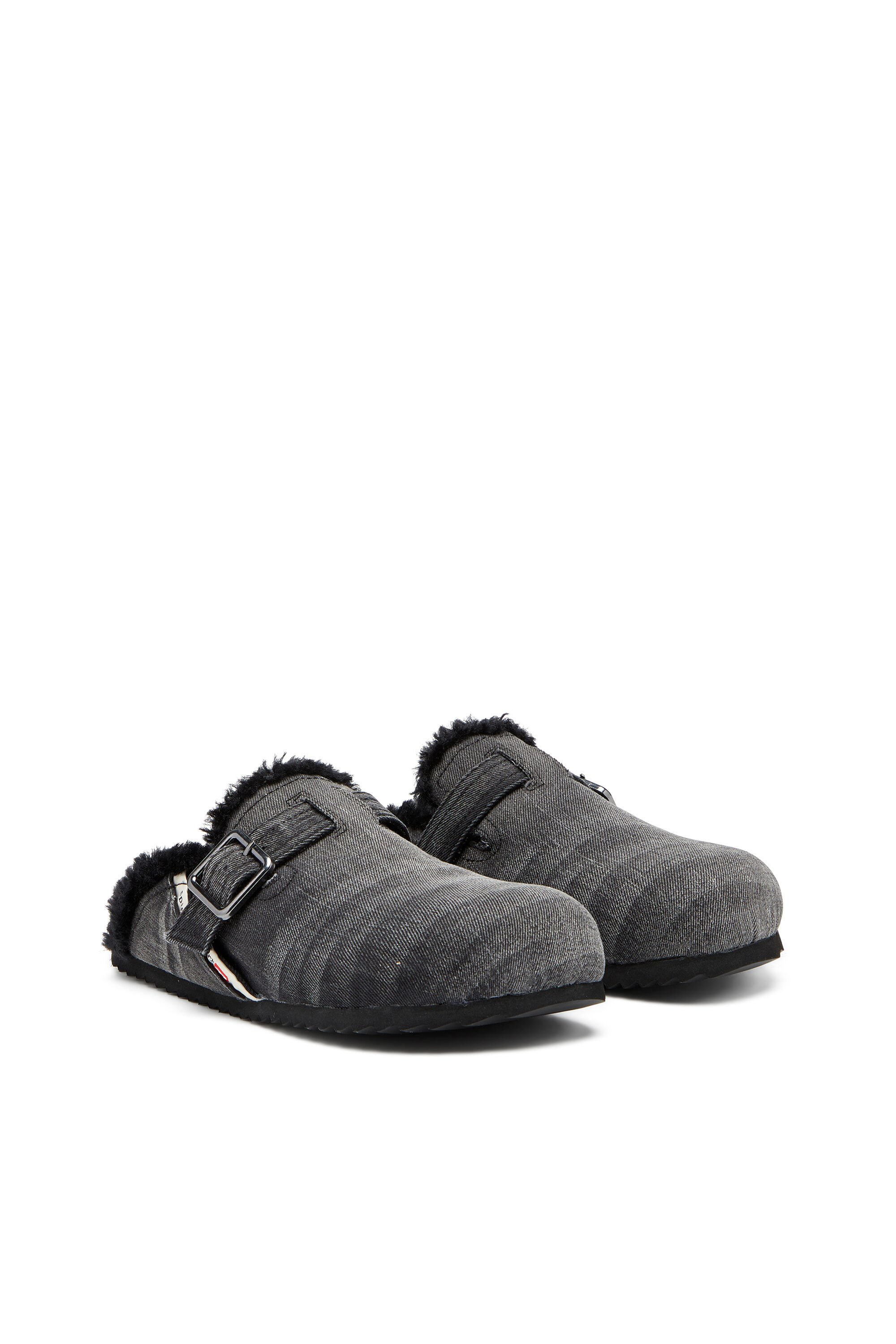 Diesel - D-WOODSTOCK X, Male's D-Woodstock-Denim mules with fluffy lining in ブラック - 2