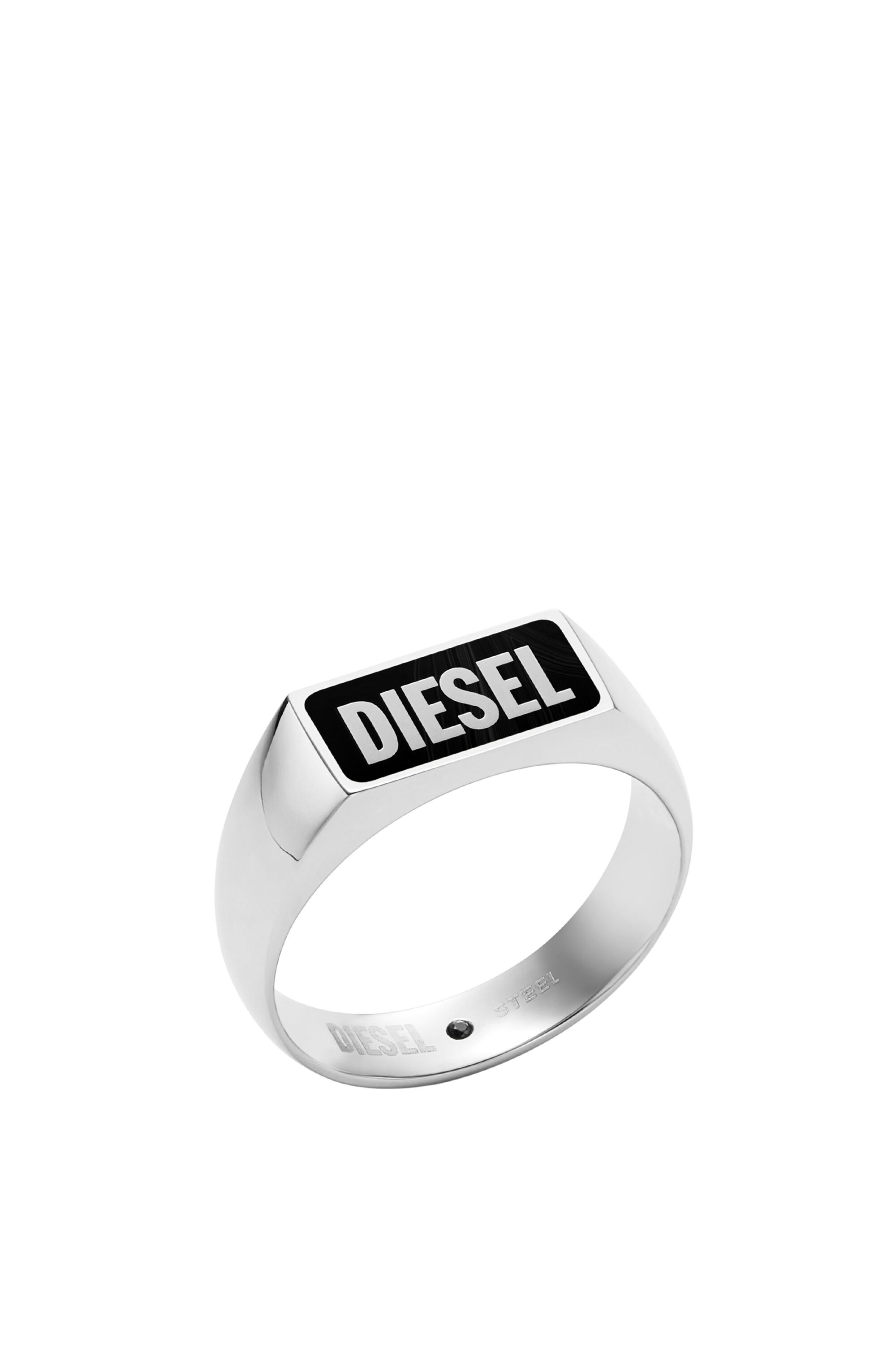 Diesel - DX1512, Male's Black agate signet ring in シルバー - 1