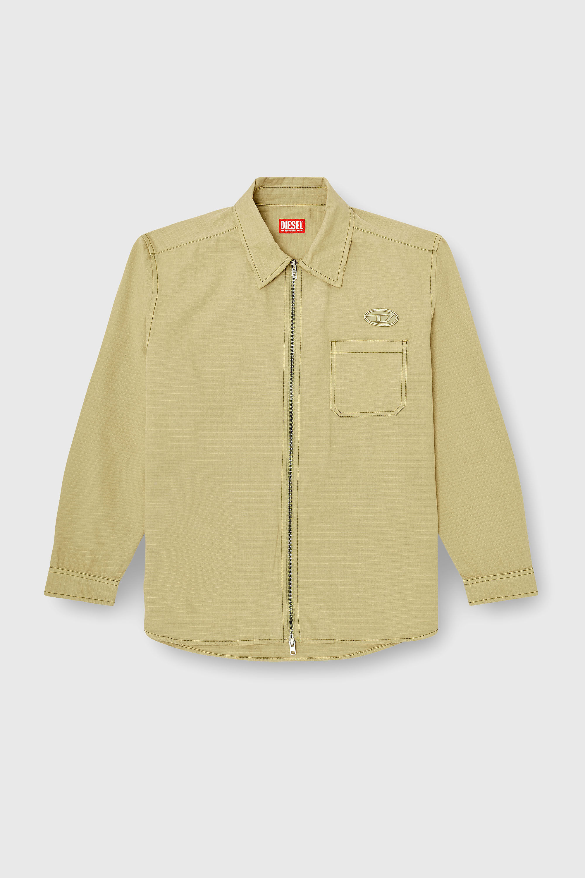 Diesel - S-ALIAS-ZIP, Male's ジップアップシャツ in ベージュ - 2