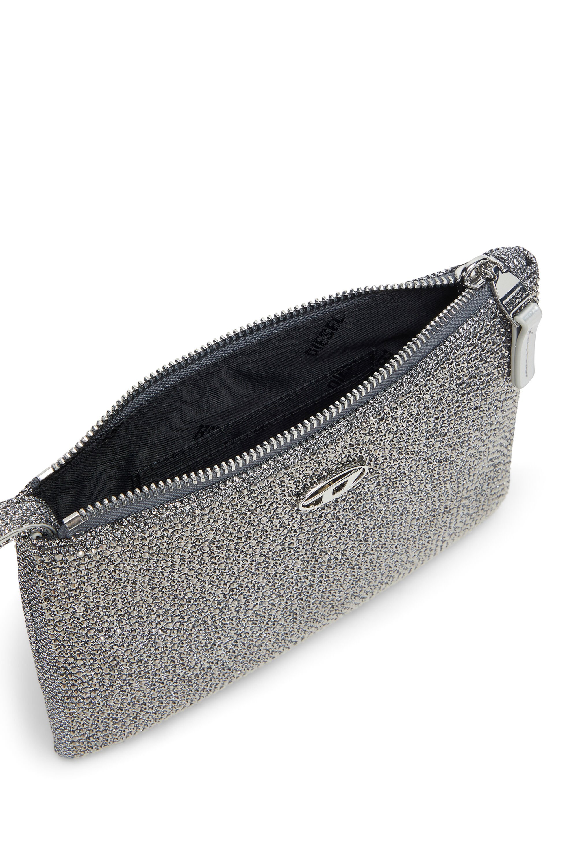 Diesel - PLAY POUCH II, Female's Pouch in crystal lurex fabric in シルバー - 4