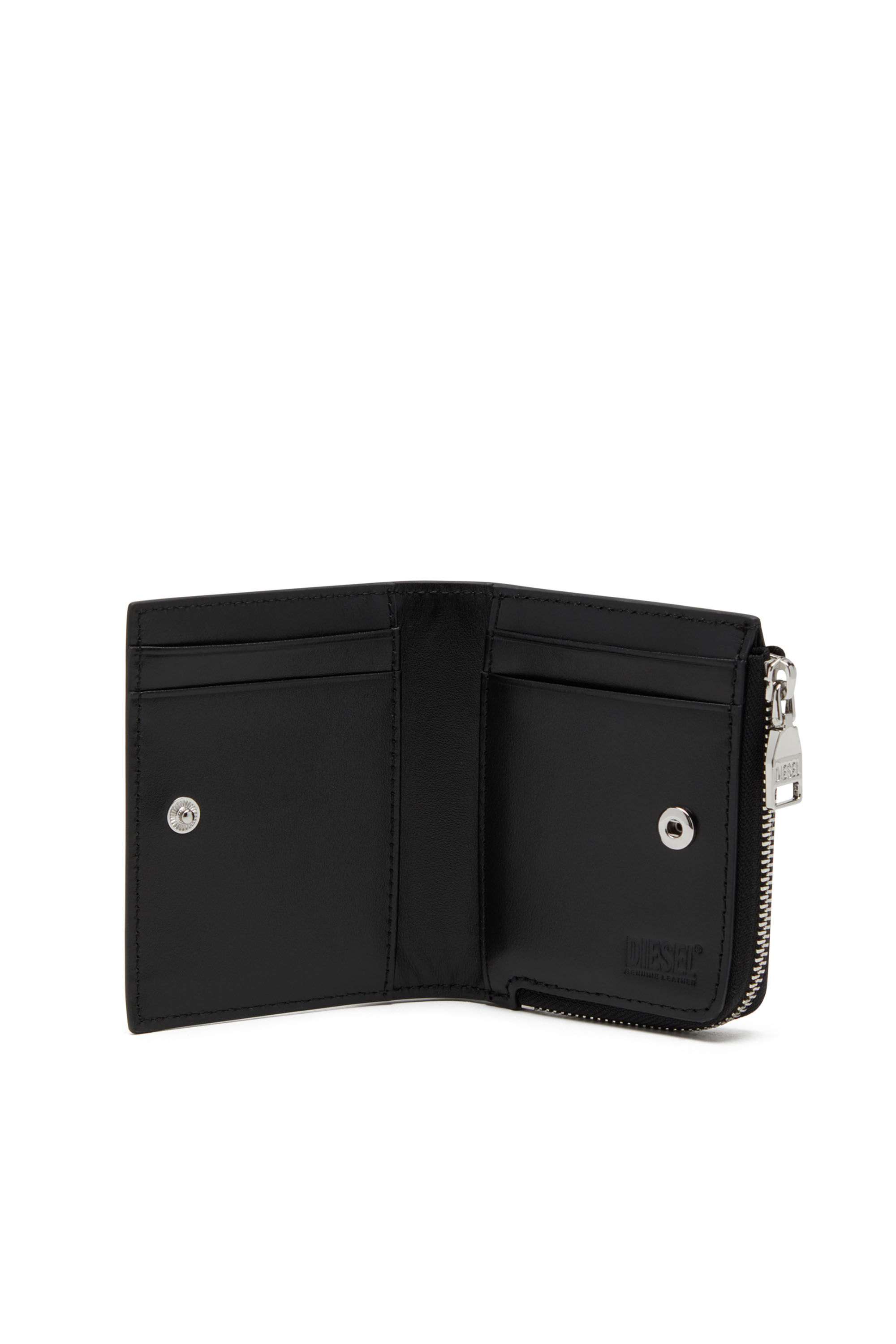 Diesel - 1DR CARD HOLDER ZIP L, Female's Bi-fold card holder in nappa leather in ブラック - 3