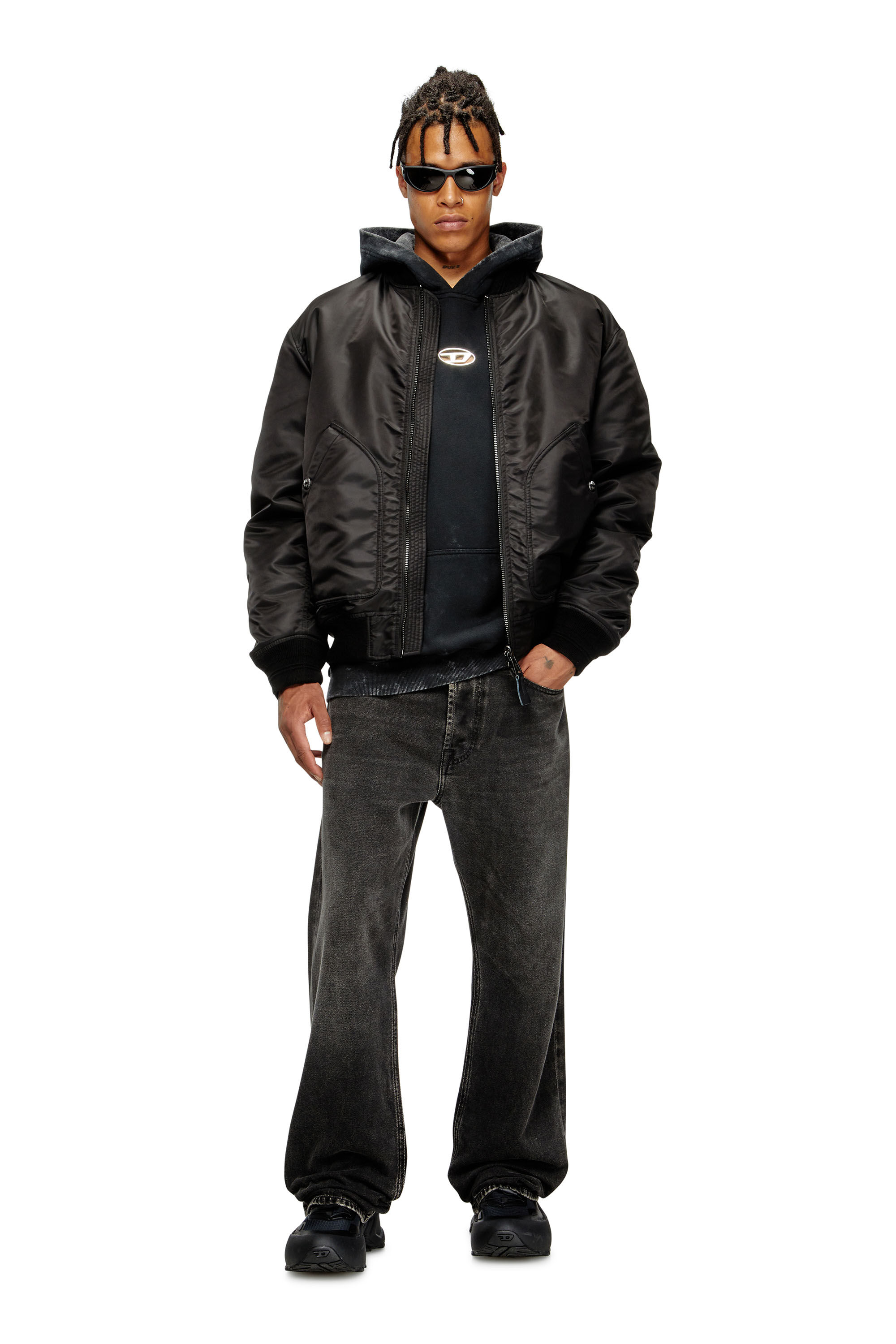 Diesel - S-BOXT-HOOD-T10, Male's Hoodie with cut-out metal Oval D in ブラック - 1